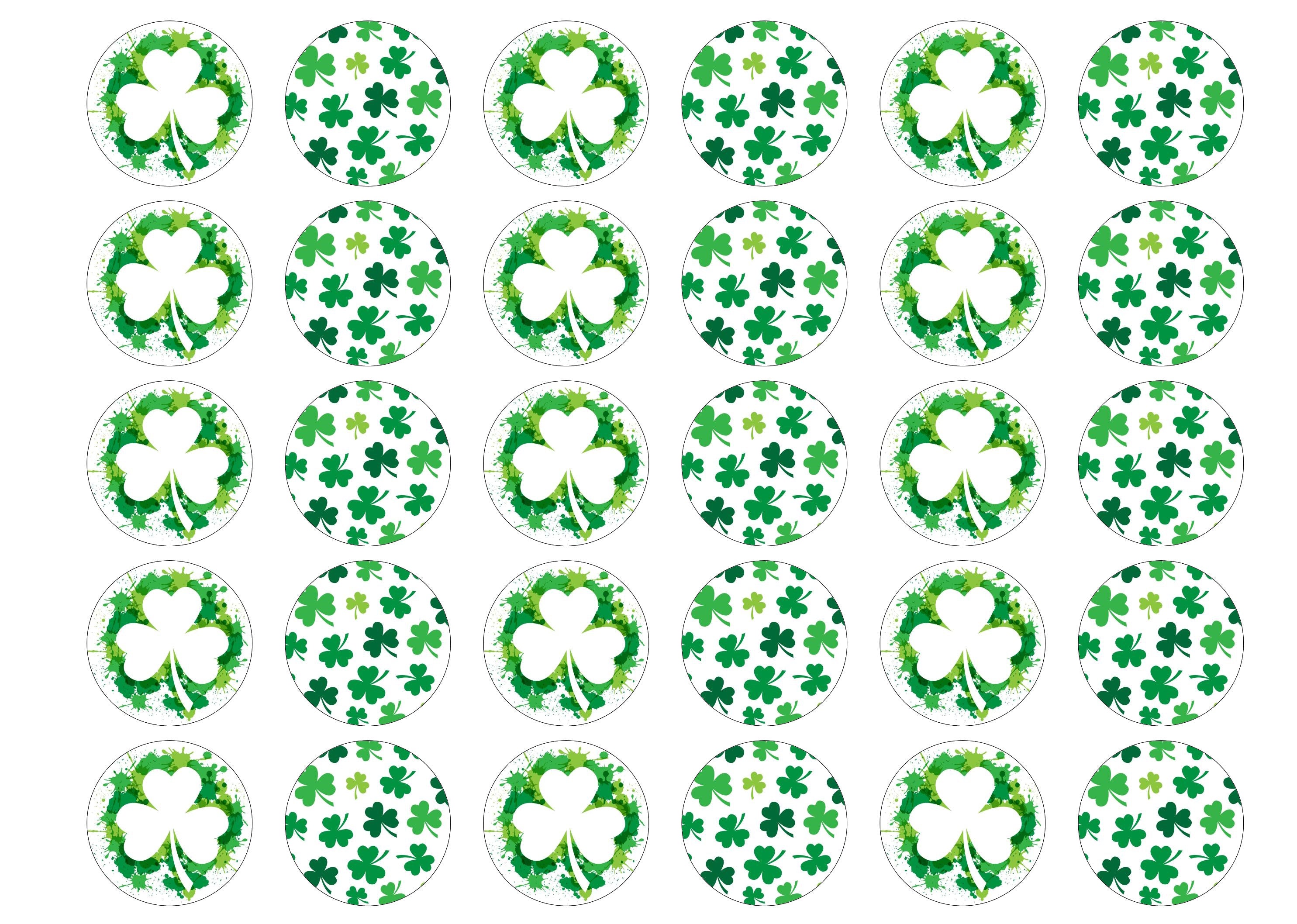 30 St Patrick's Day Shamrock cupcake toppers