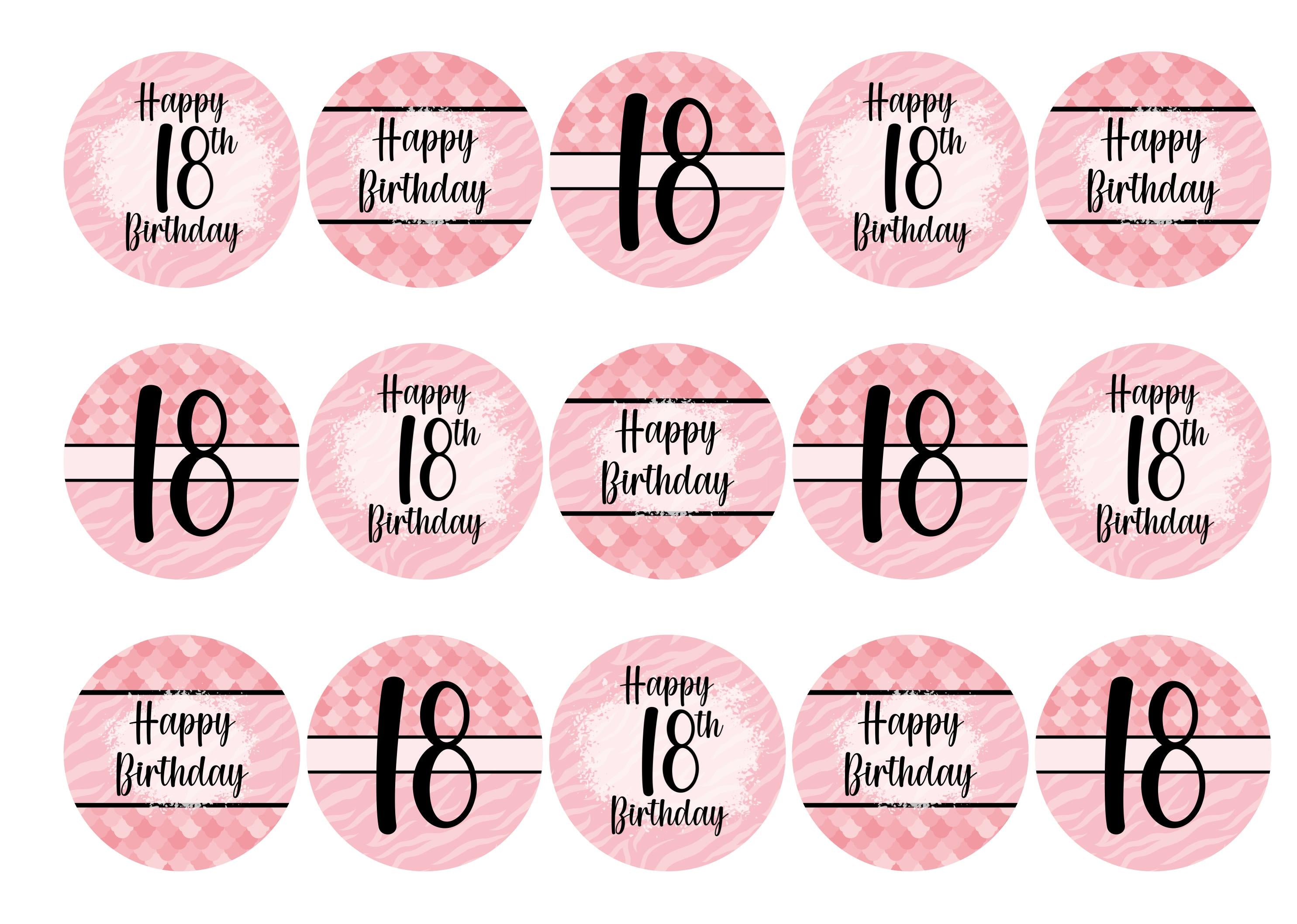 Pink animal print themed 18th birthday cupcake toppers