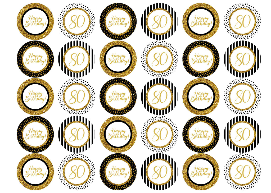 Edible Cake Toppers Black And Gold Happy Birthday Personalised
