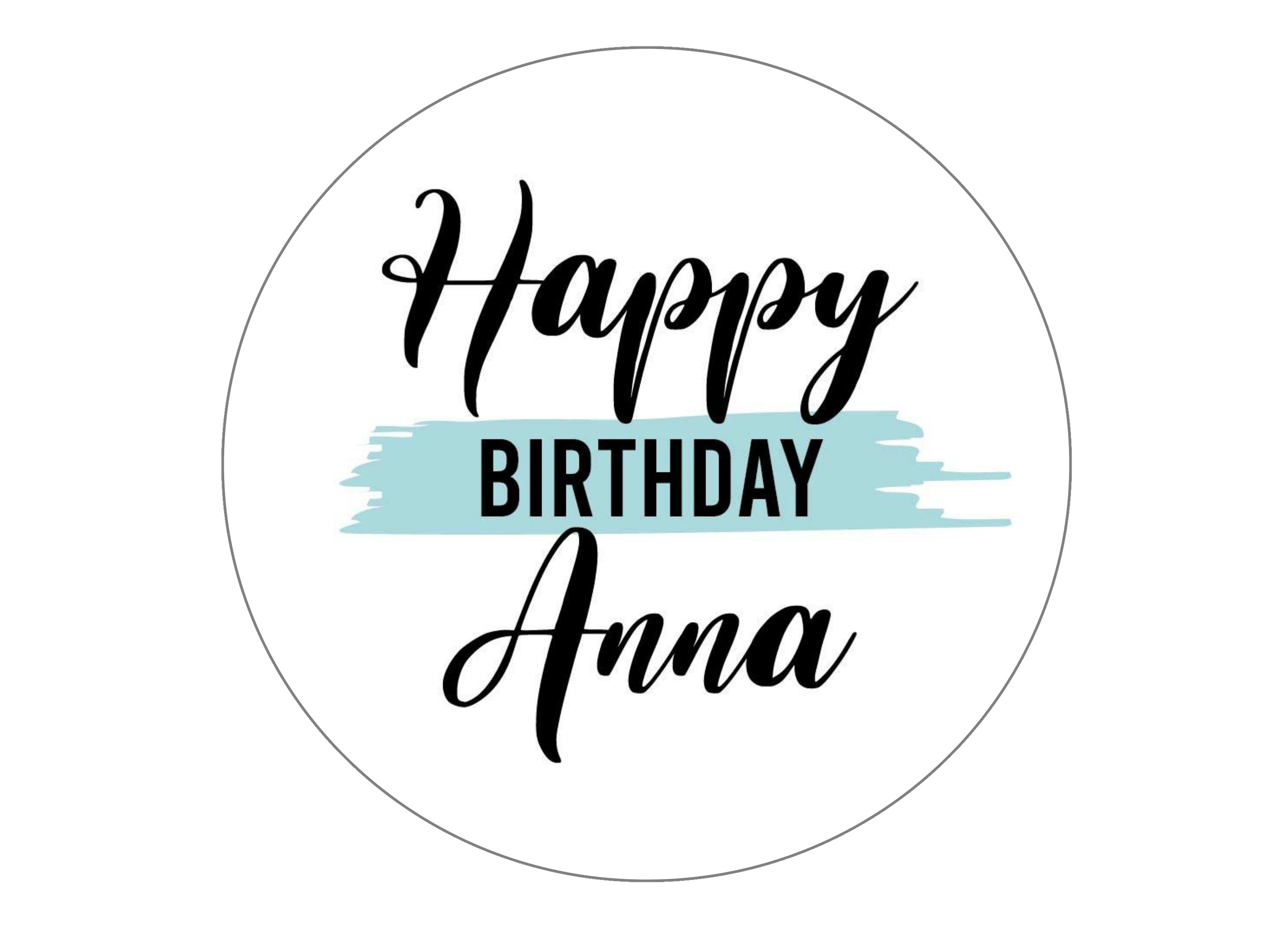 Large blue personalised happy birthday cake topper