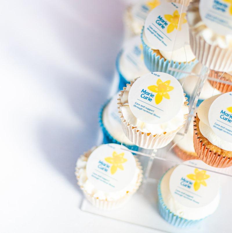 Charity cake toppers for fundraising bake sales - supporting Marie Curie