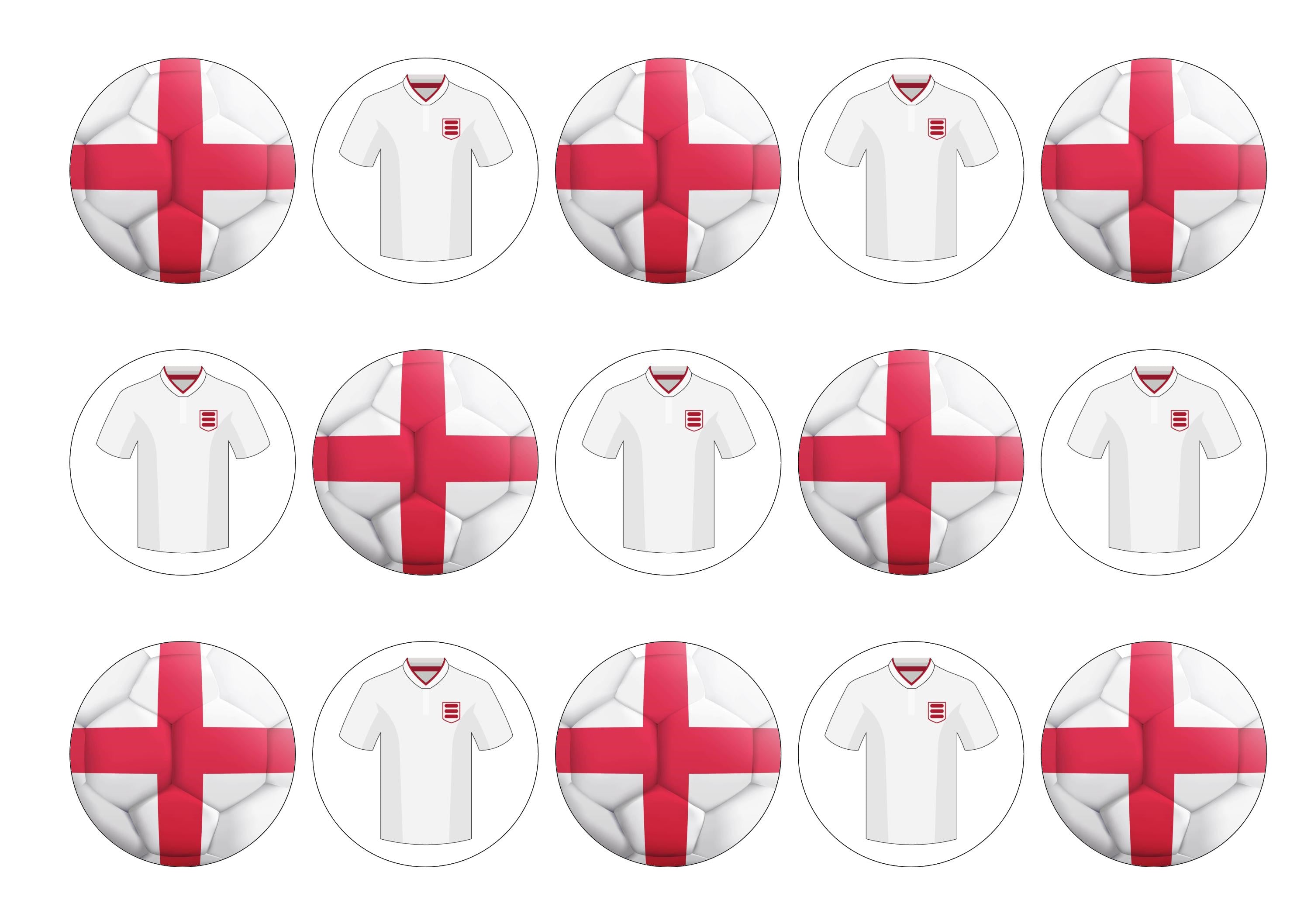 15 England themed cupcake toppers for Euro's 2024