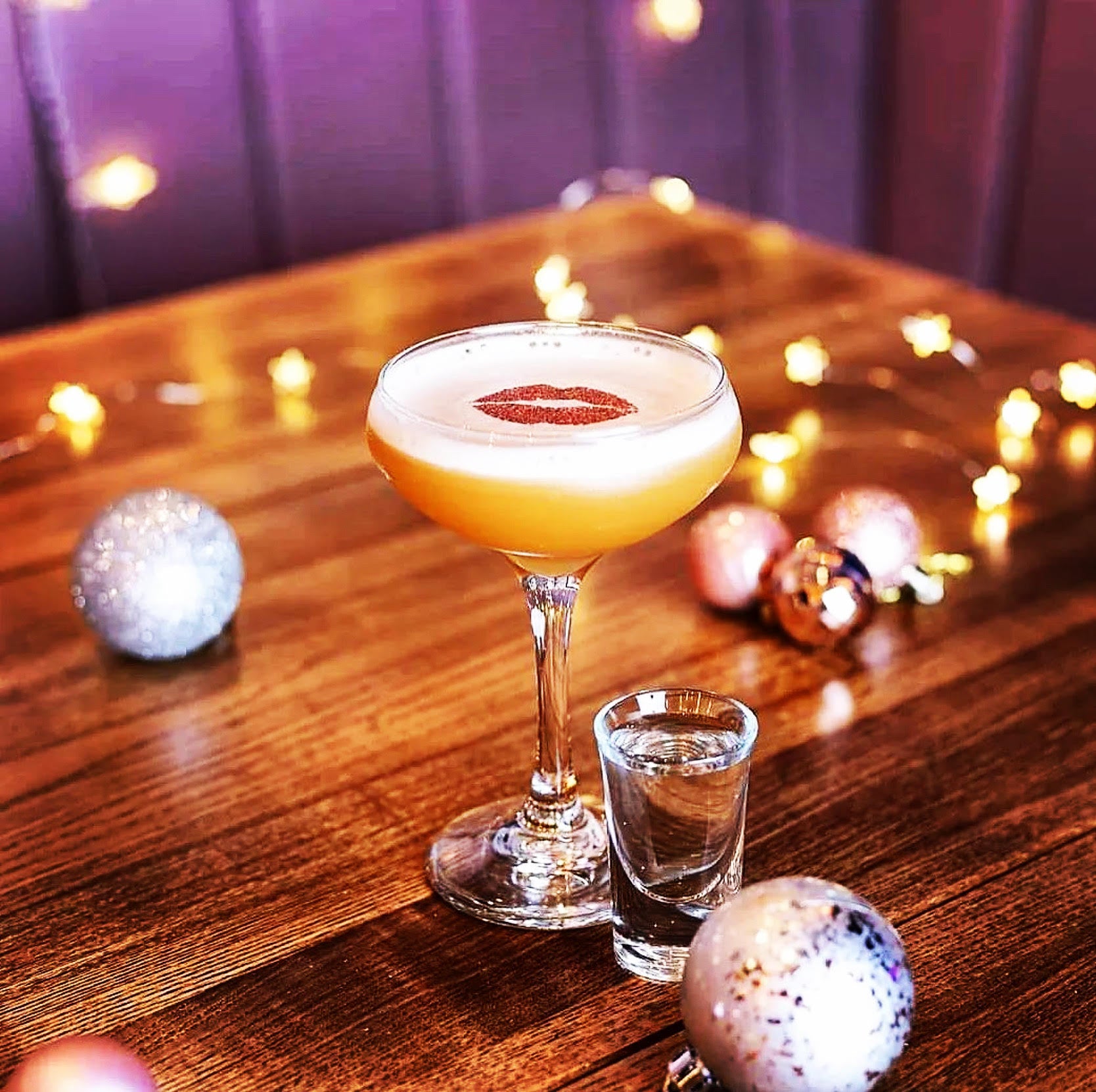 Valentine's Day cocktail toppers with glitter lips