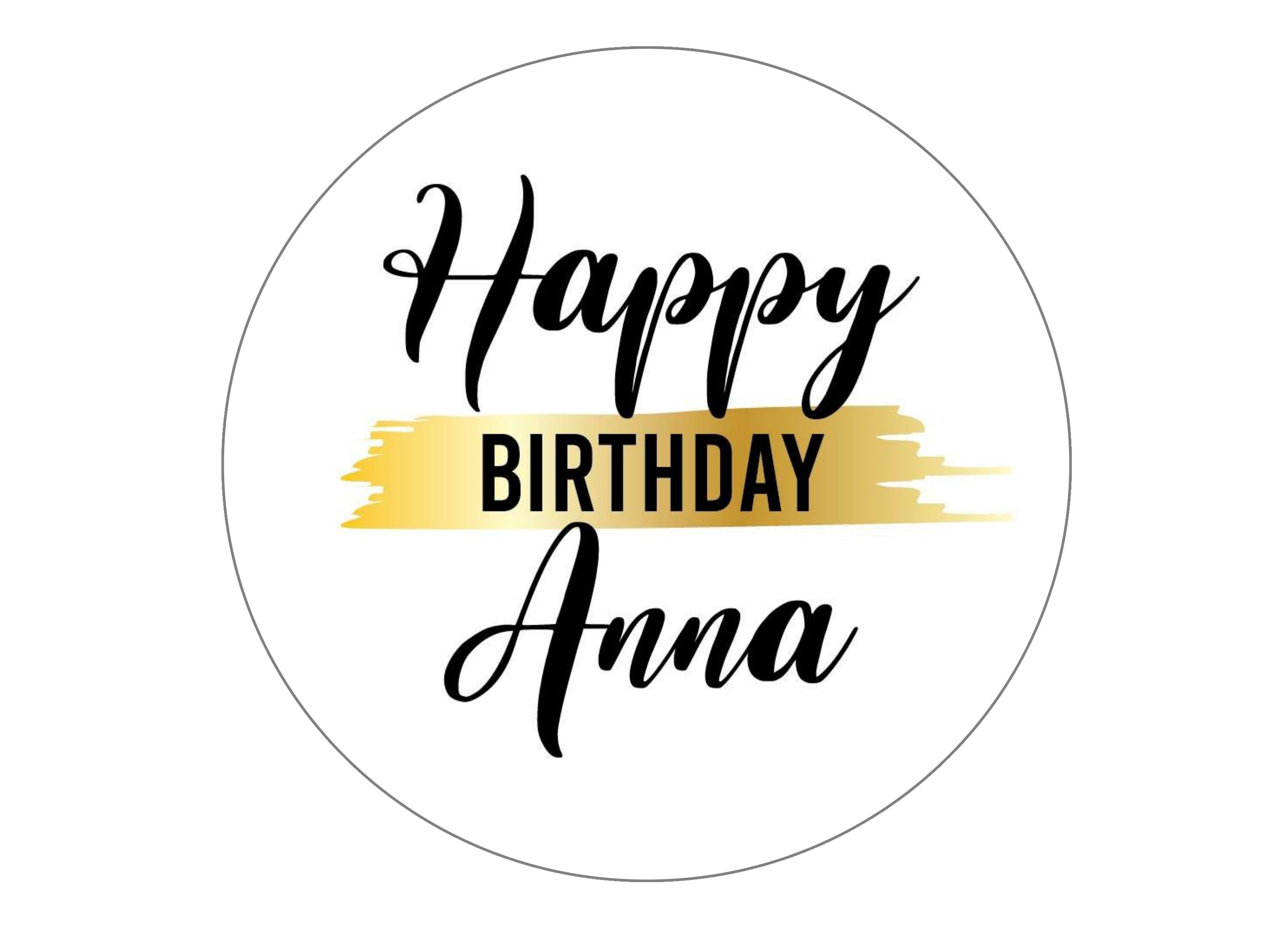 Large gold personalised happy birthday cake topper