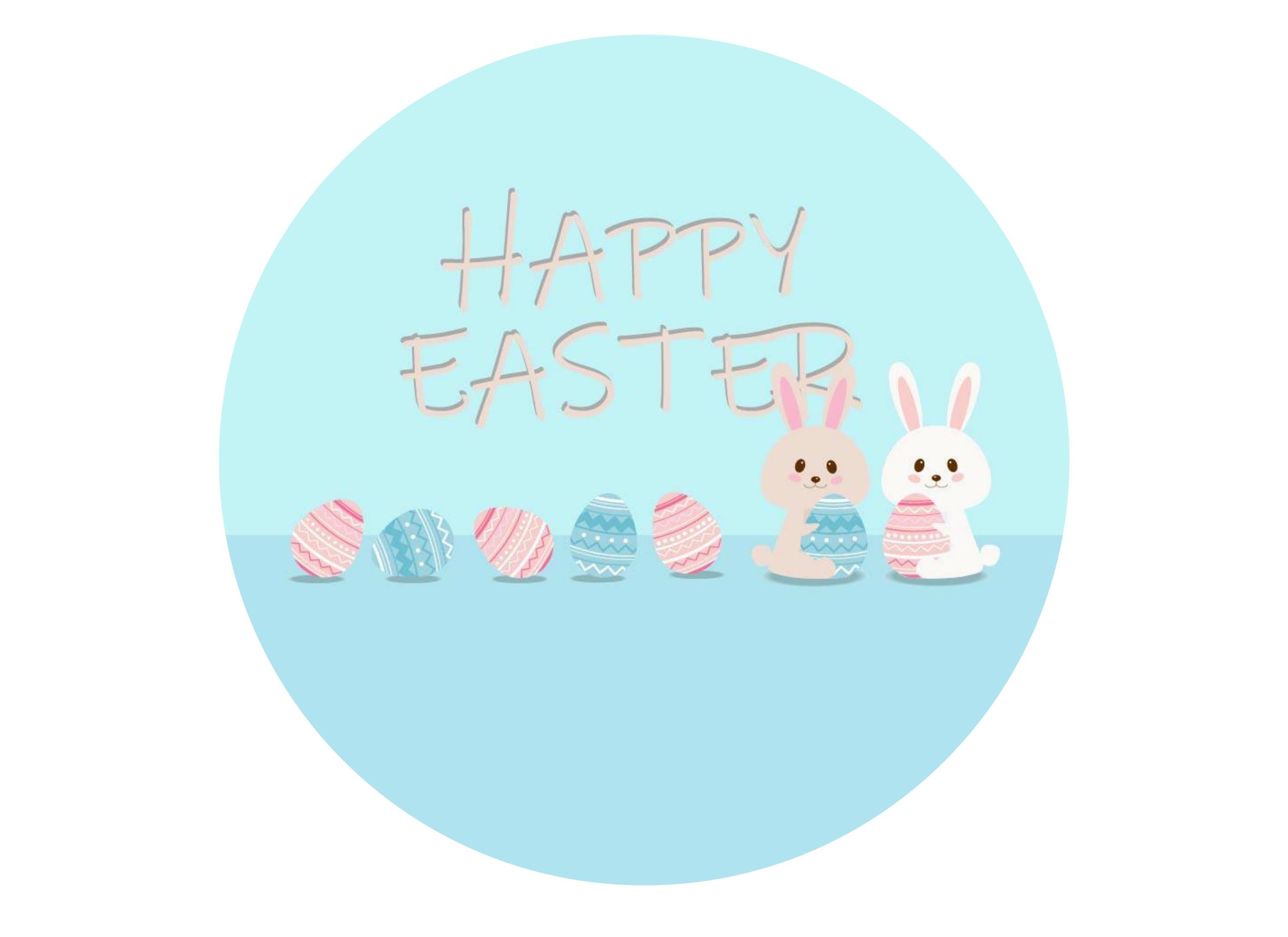Large cake topper with Happy Easter Bunnies