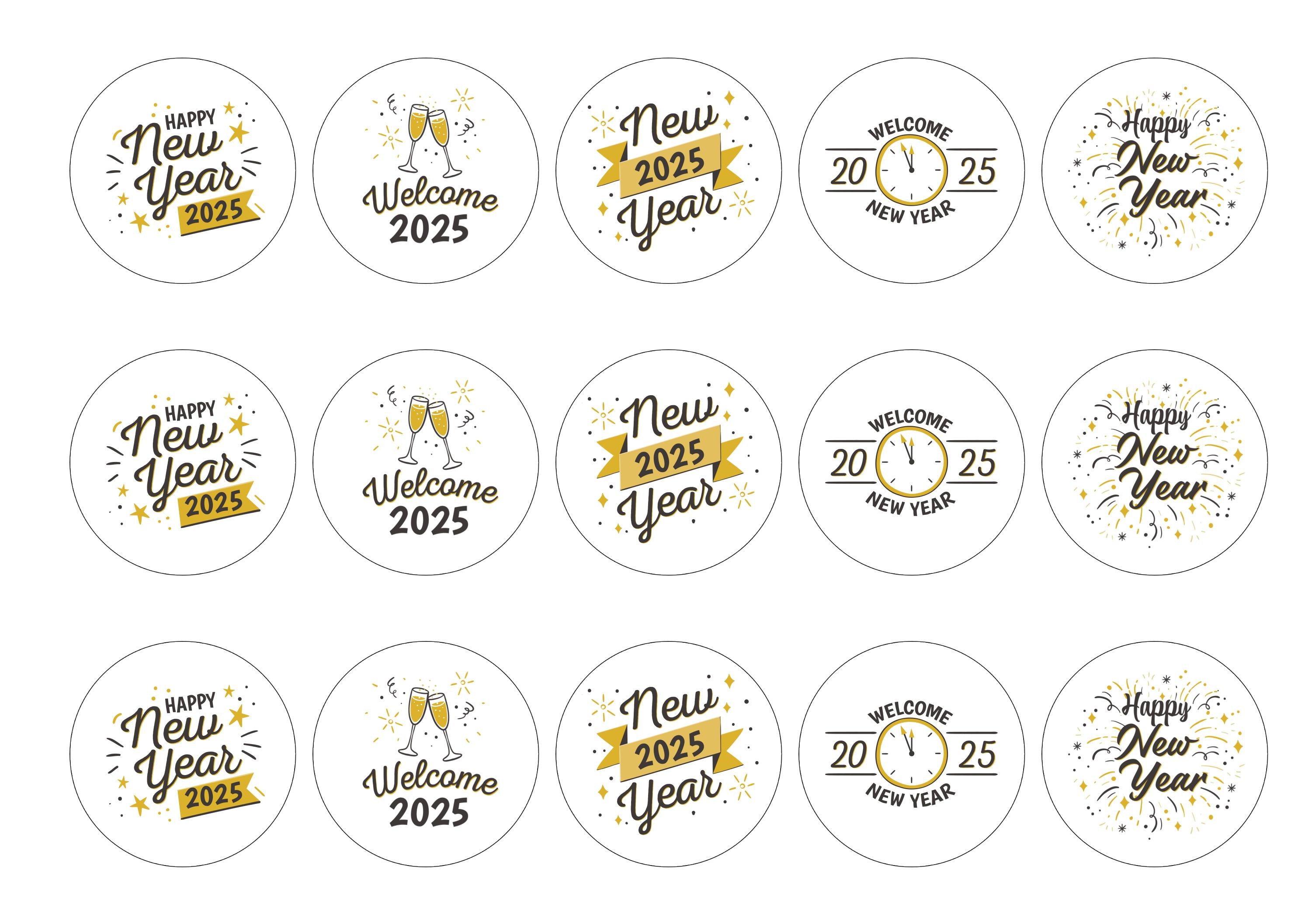 Happy New Year 2025 - Black and Gold