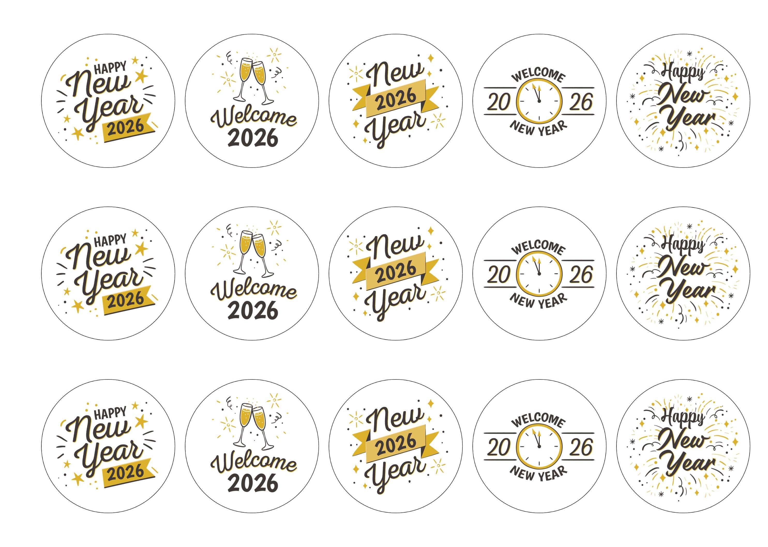 Happy New Year 2026 - Black and Gold