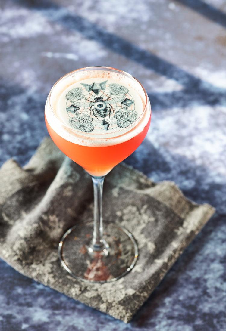 Personalised rice paper topper for displaying on cocktails