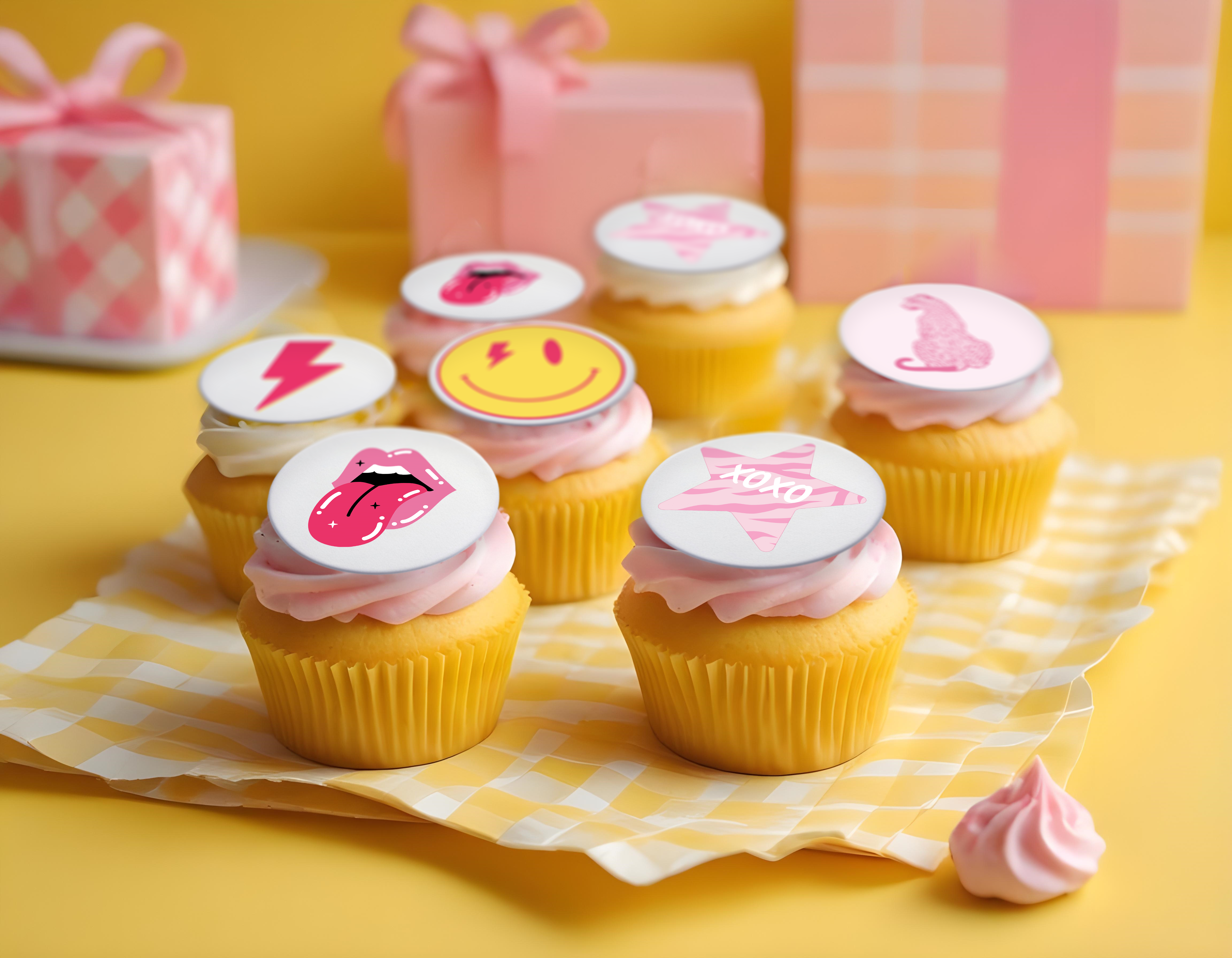 Preppy style cupcake or cocktail edible toppers