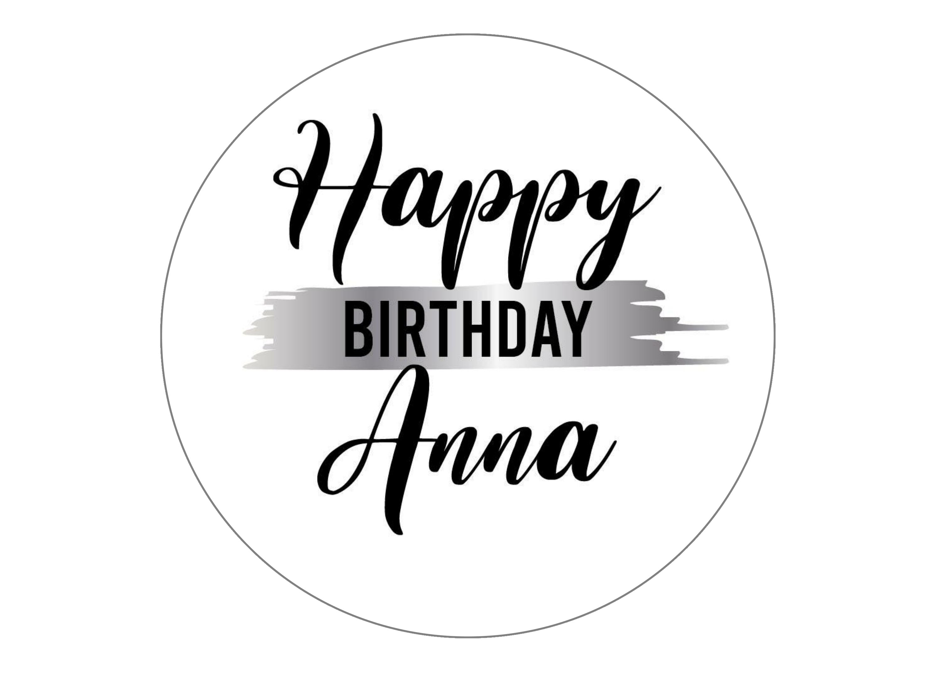 Large silver personalised happy birthday cake topper