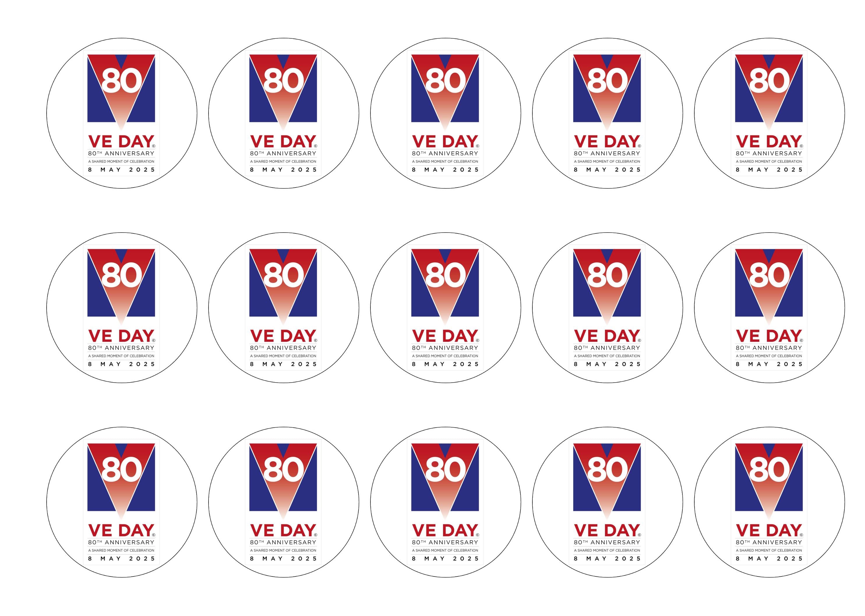 VE Day 80th Anniversary Cupcake Toppers