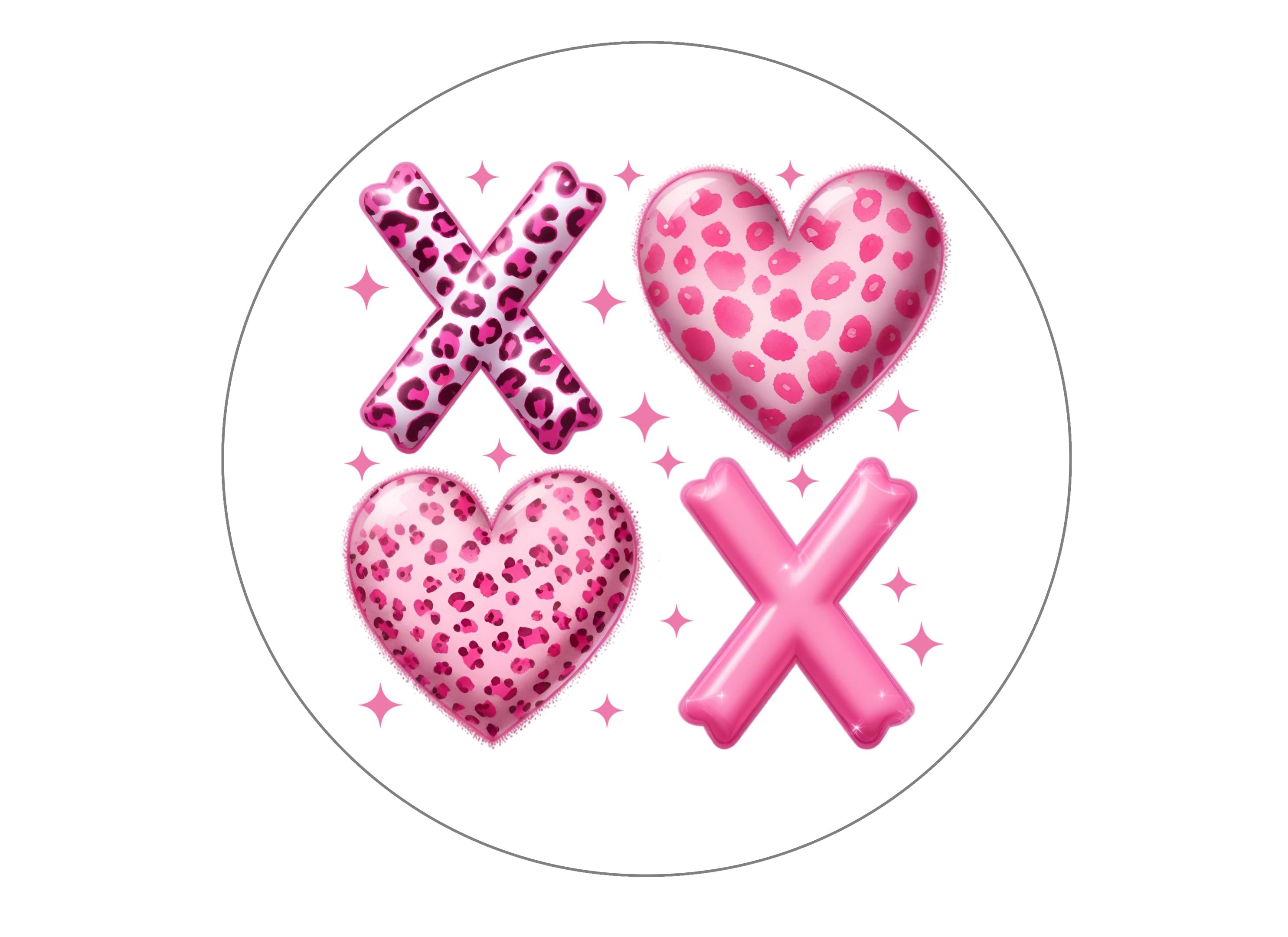 XOXO pink preppy large valentines cake topper