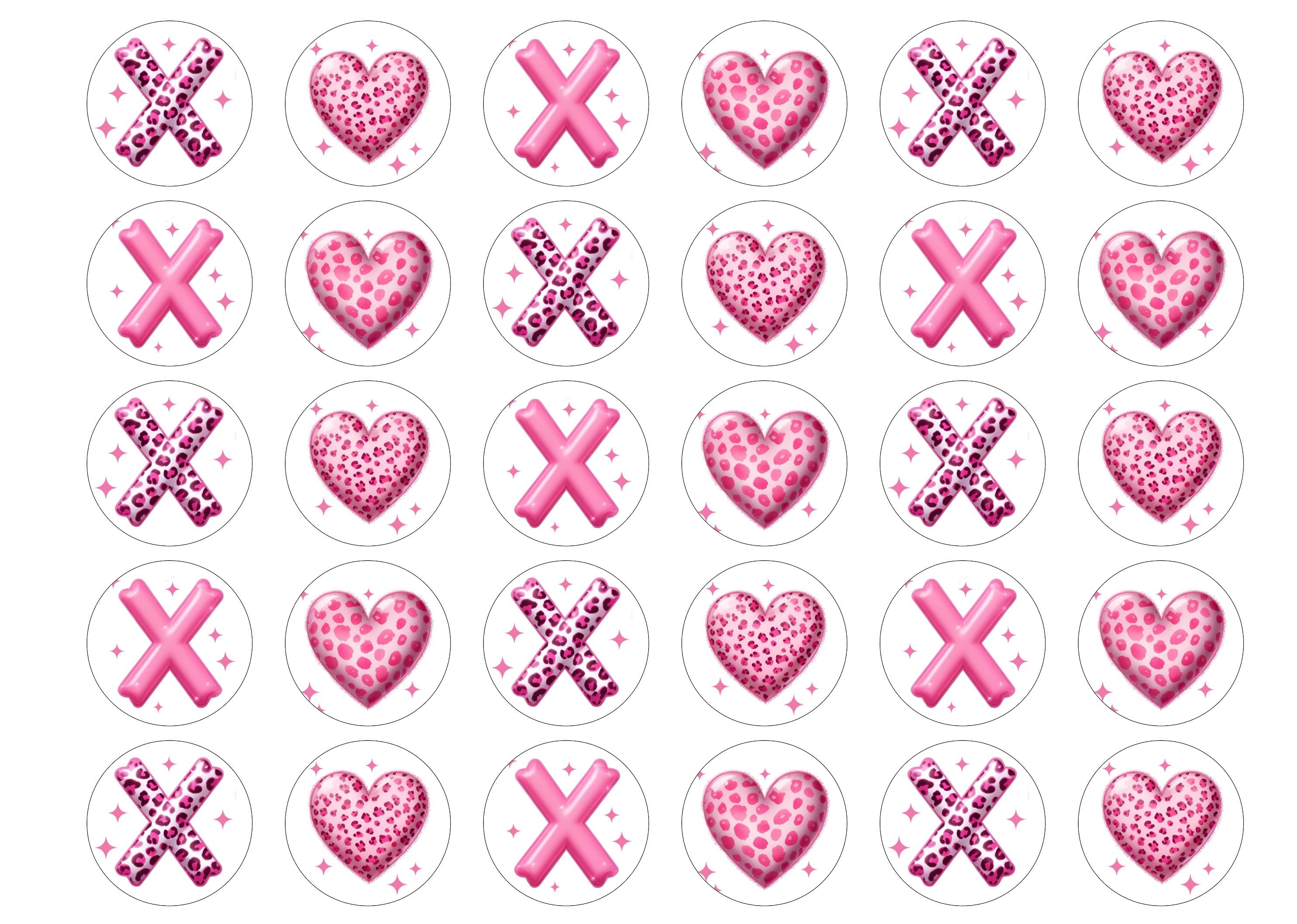 XOXO pink preppy valentines edible cake decorations