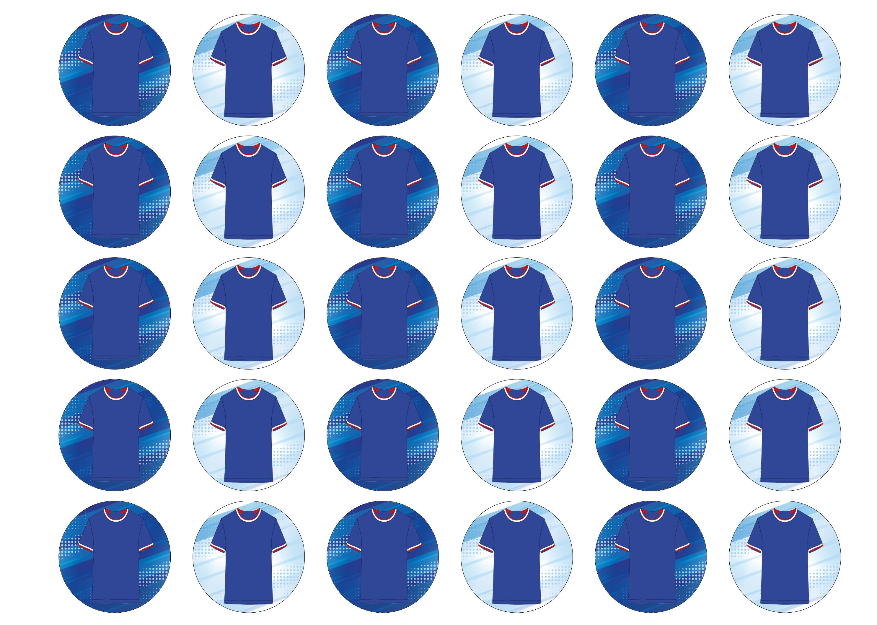 30 Rangers FC football shirt cupcake toppers