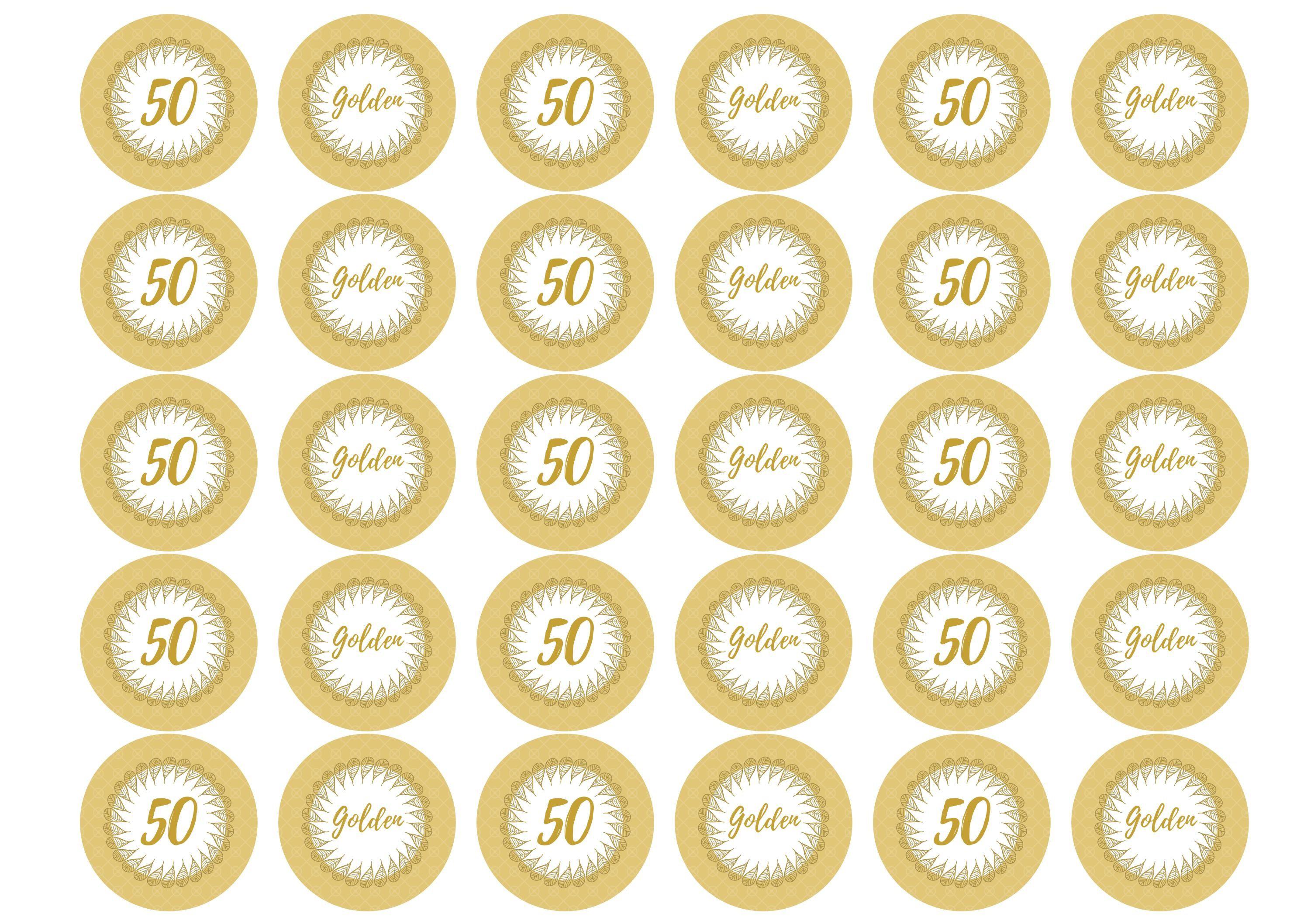 50th Golden Wedding Anniversary-Edible cake toppers-Edibilis