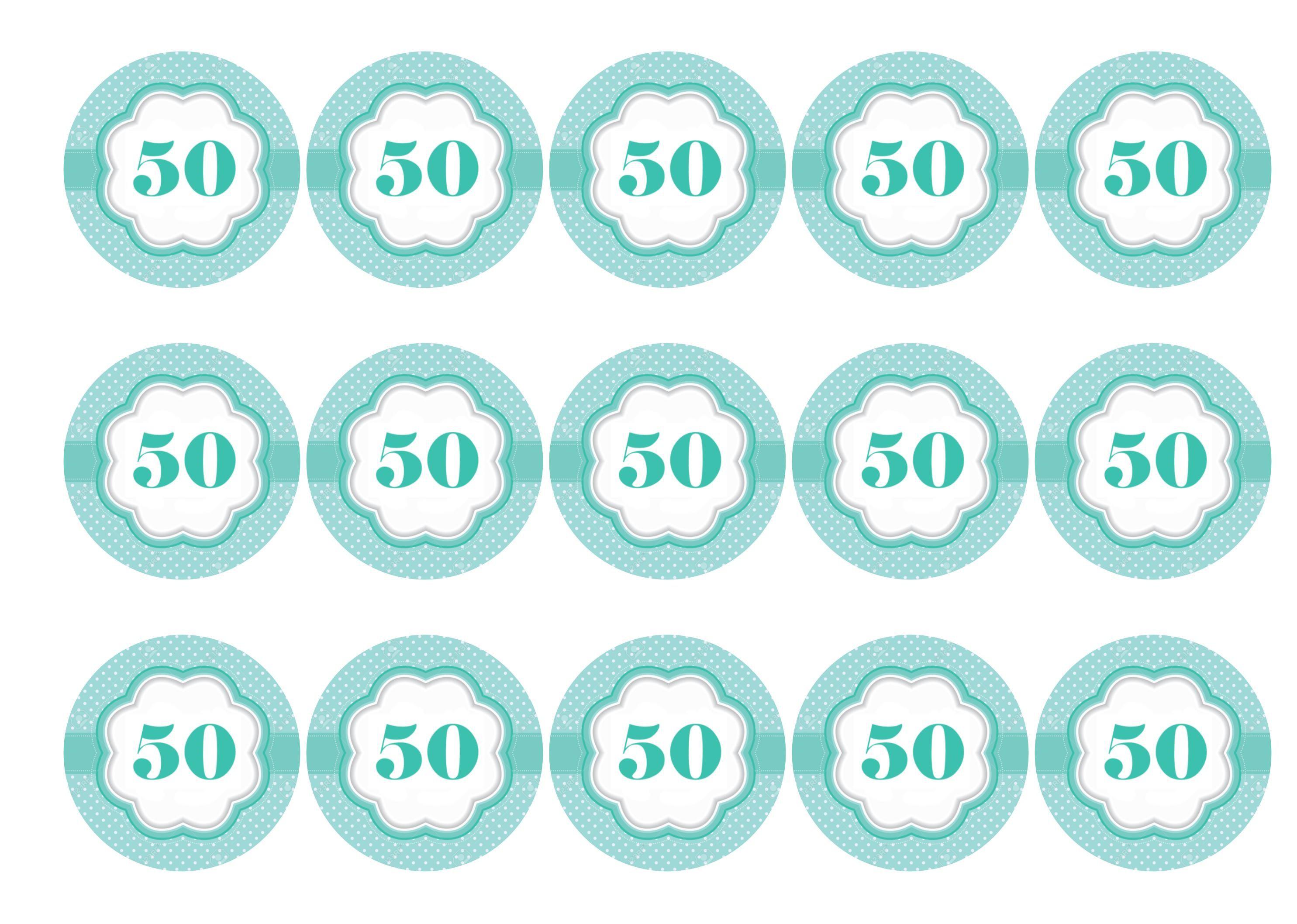 50th Birthday - Mint Green-Edible cake toppers-Edibilis