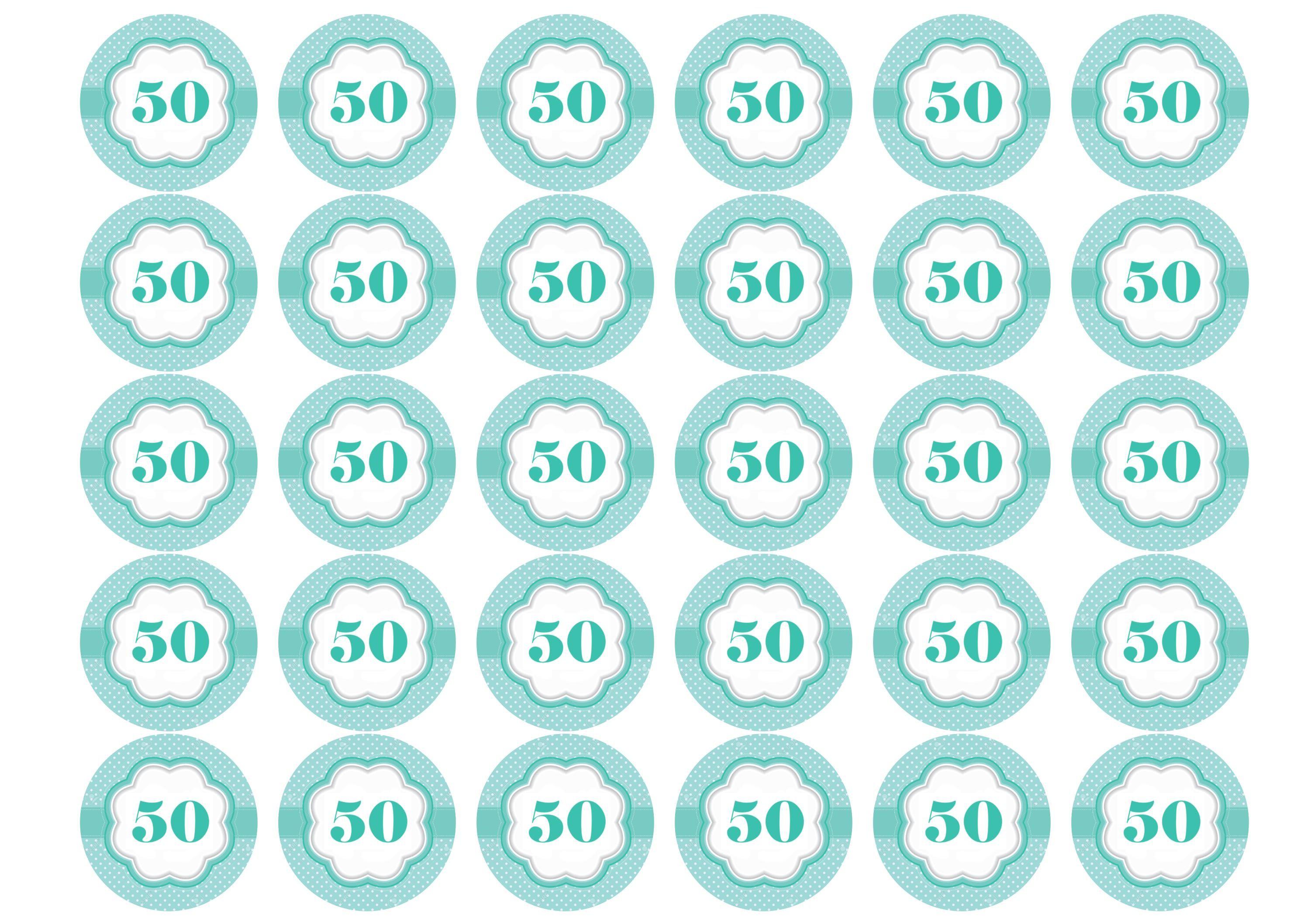 50th Birthday - Mint Green-Edible cake toppers-Edibilis