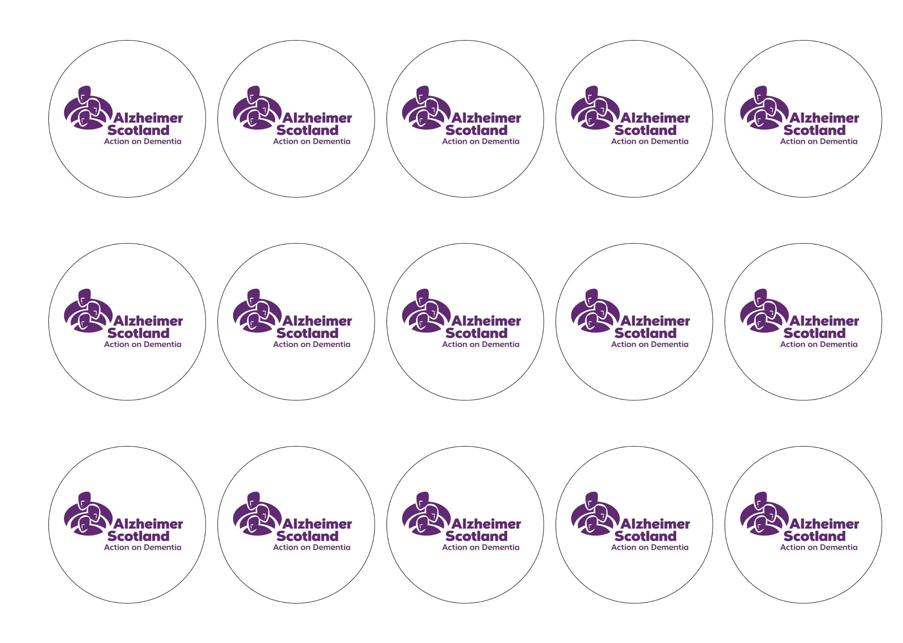 Printed edible cupcake toppers is support of Alzheimer Scotland