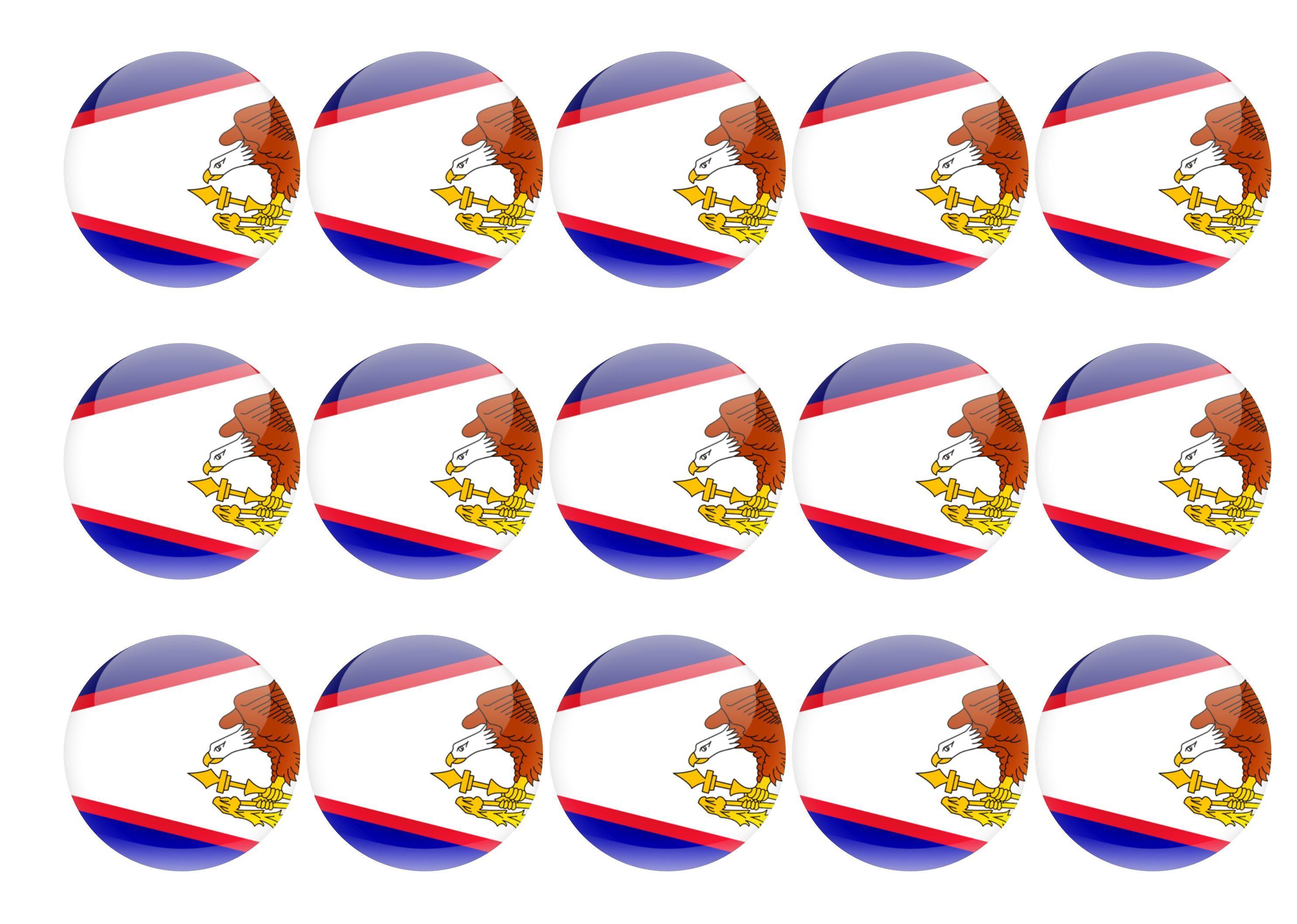 50mm printed edible cupcake toppers - American Samoa