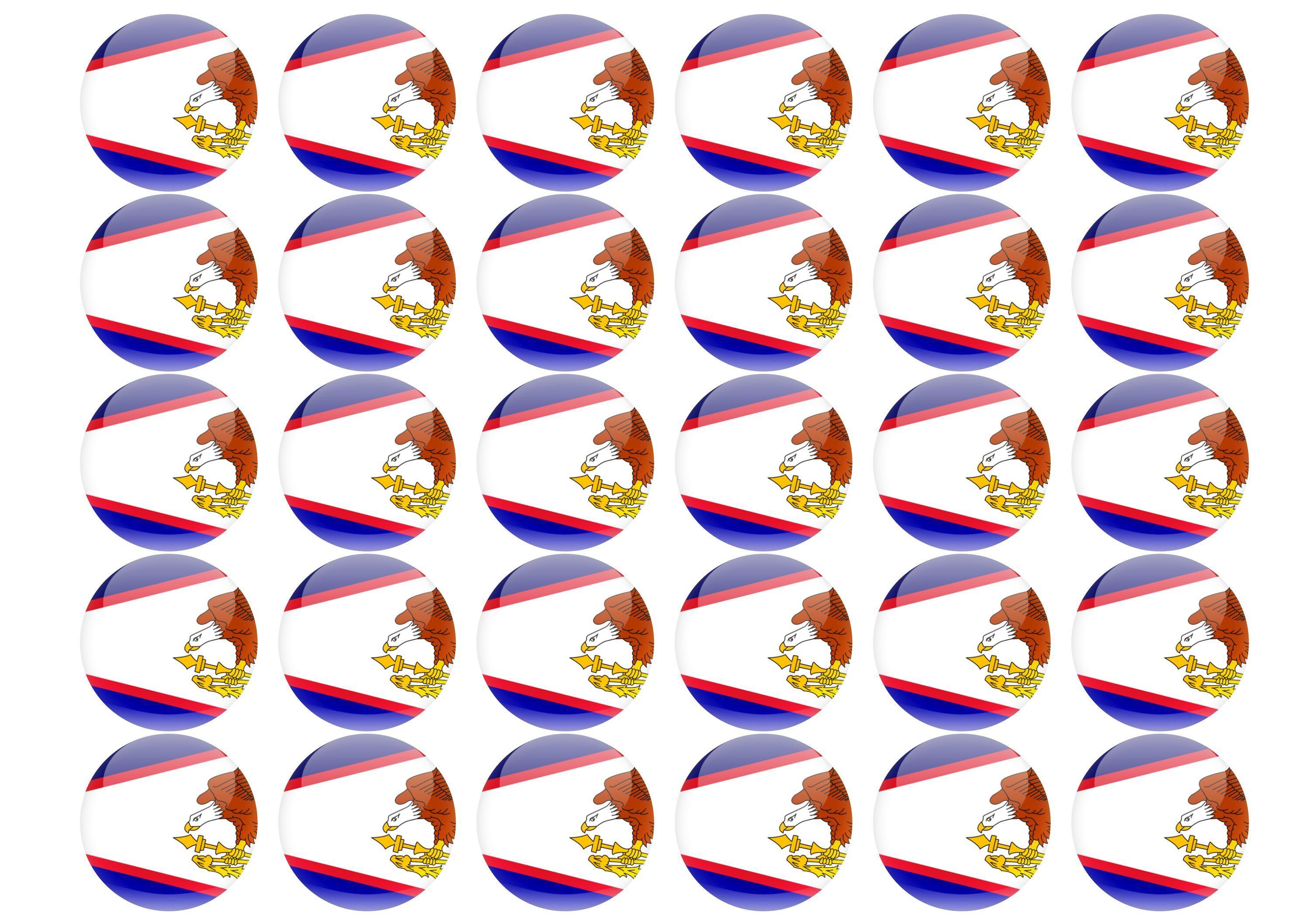 38mm printed edible cupcake toppers - American Samoa