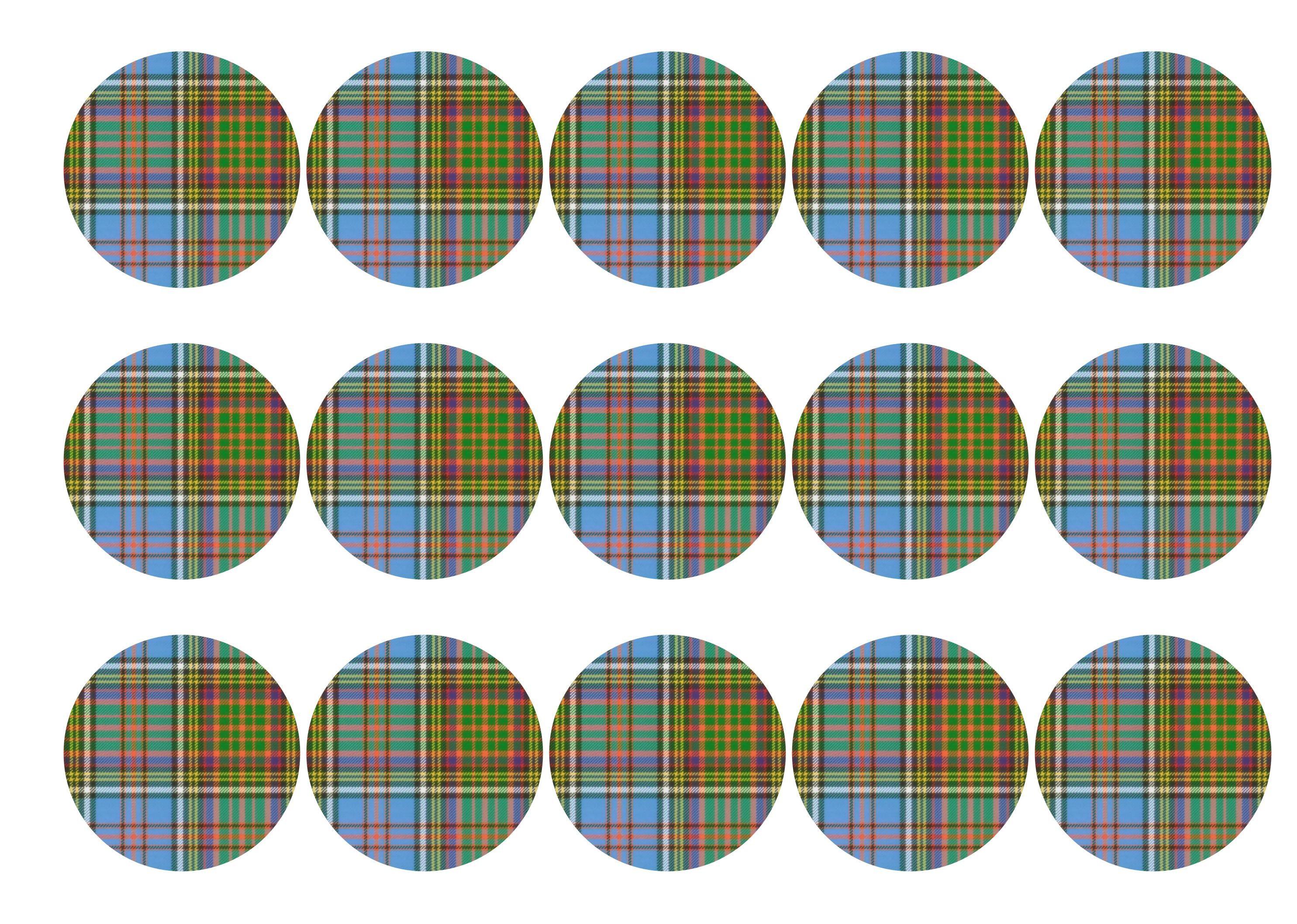 Edible cupcake toppers printed with the Anderson tartan