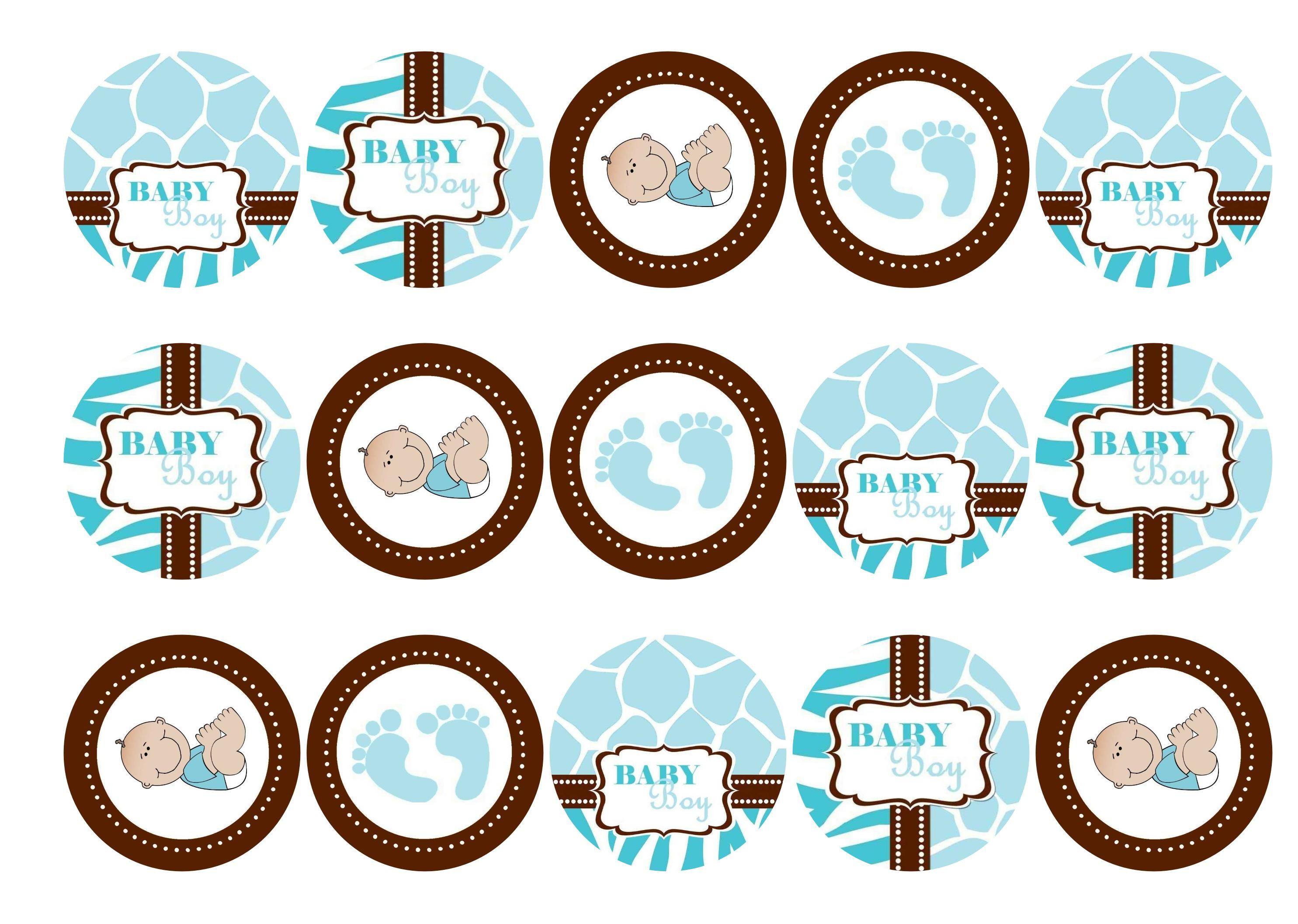 Printed edible cupcake toppers and cake toppers with baby boy images