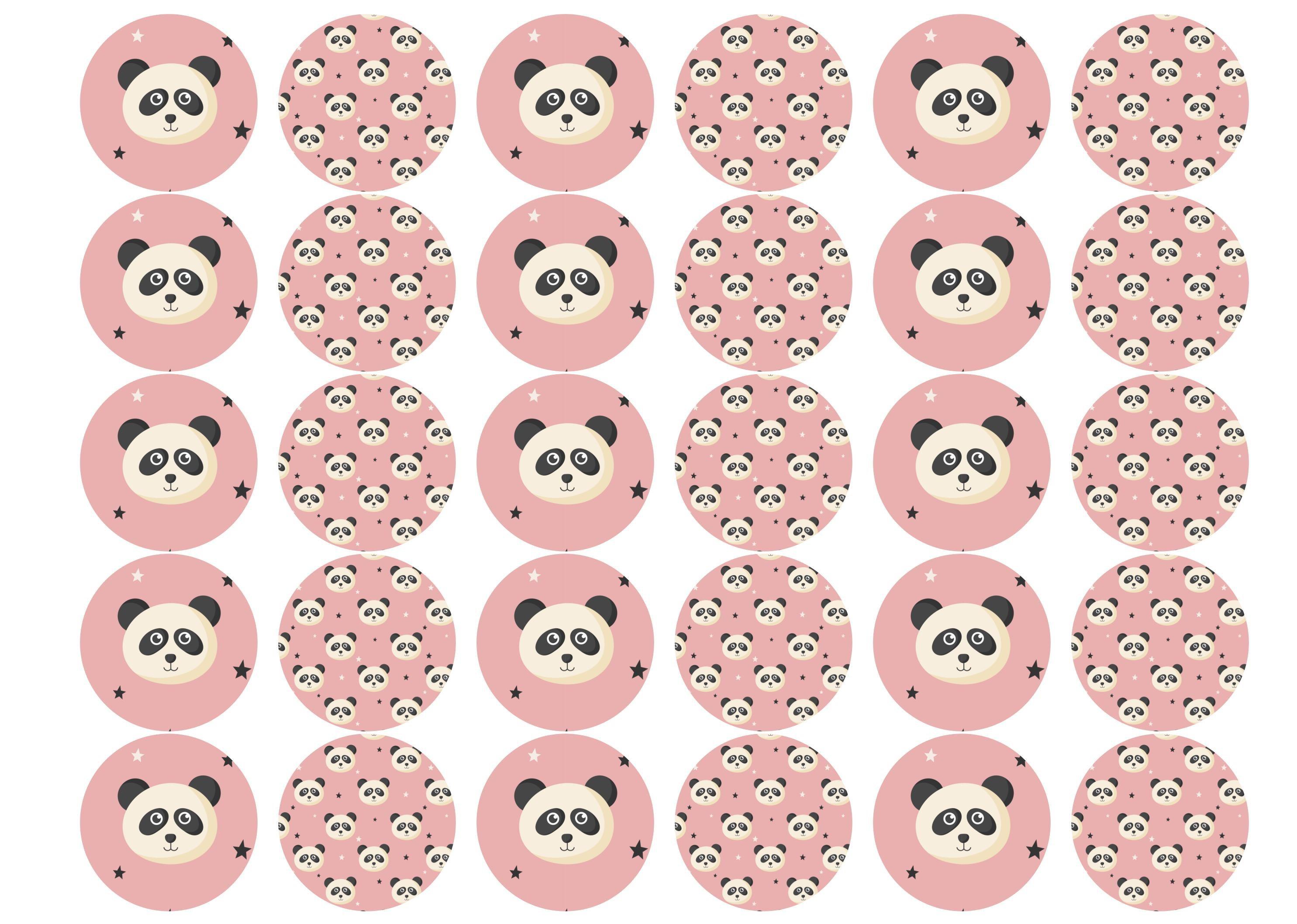 30 edible toppers with a cute baby panda image