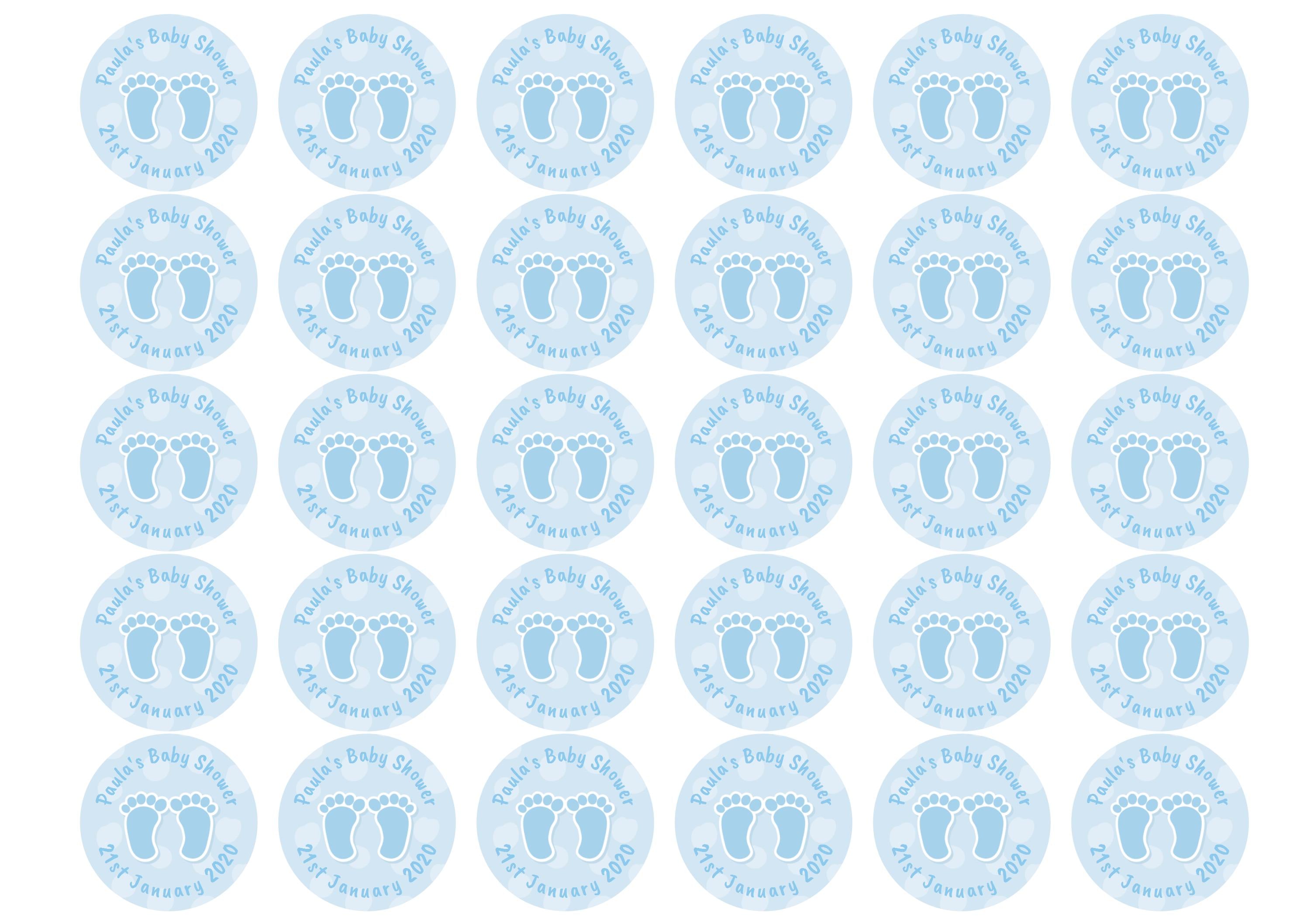 Baby Shower Feet Blue-Edible cake toppers-Edibilis