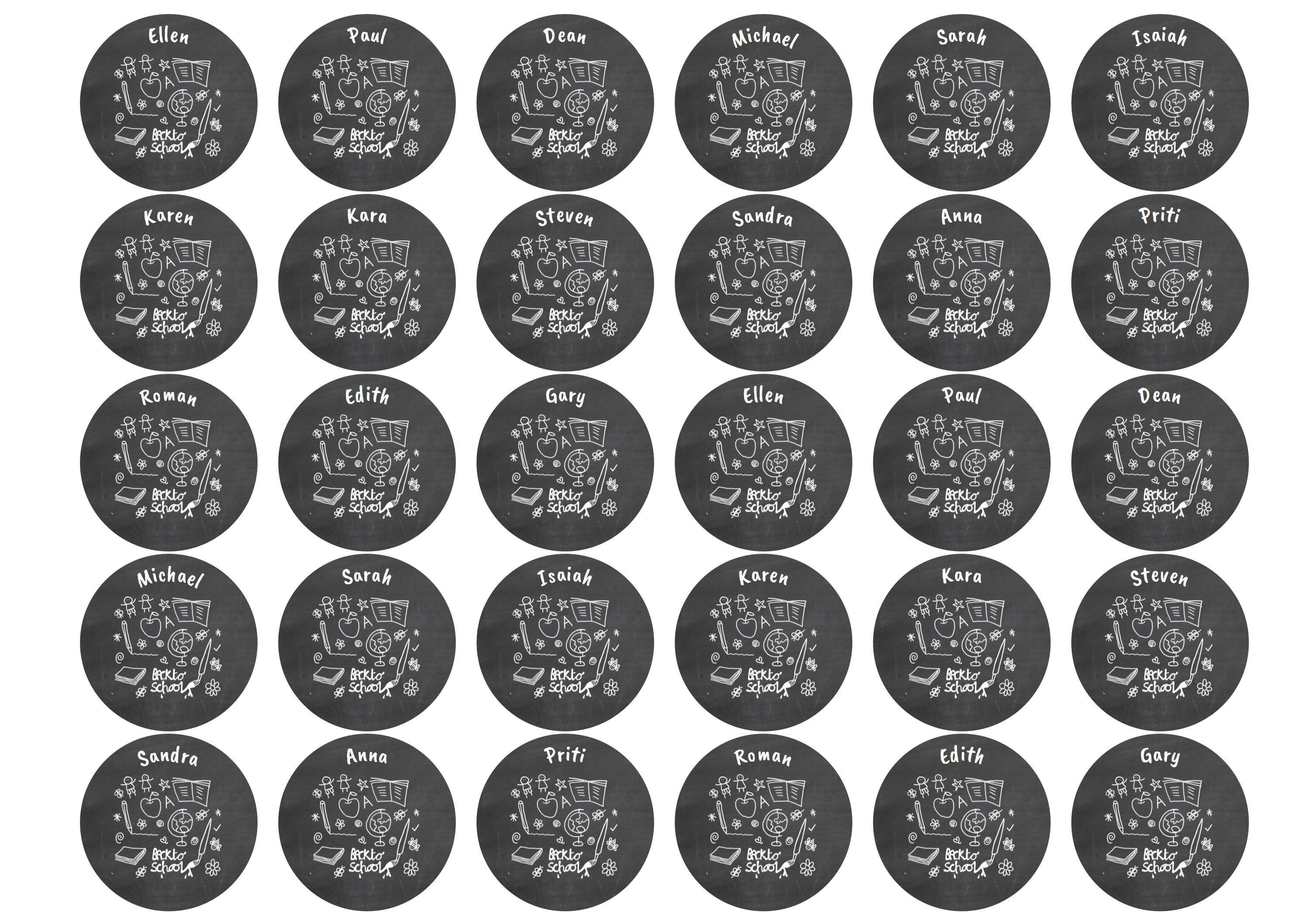 Edible printed cupcake toppers personalised with pupils' names