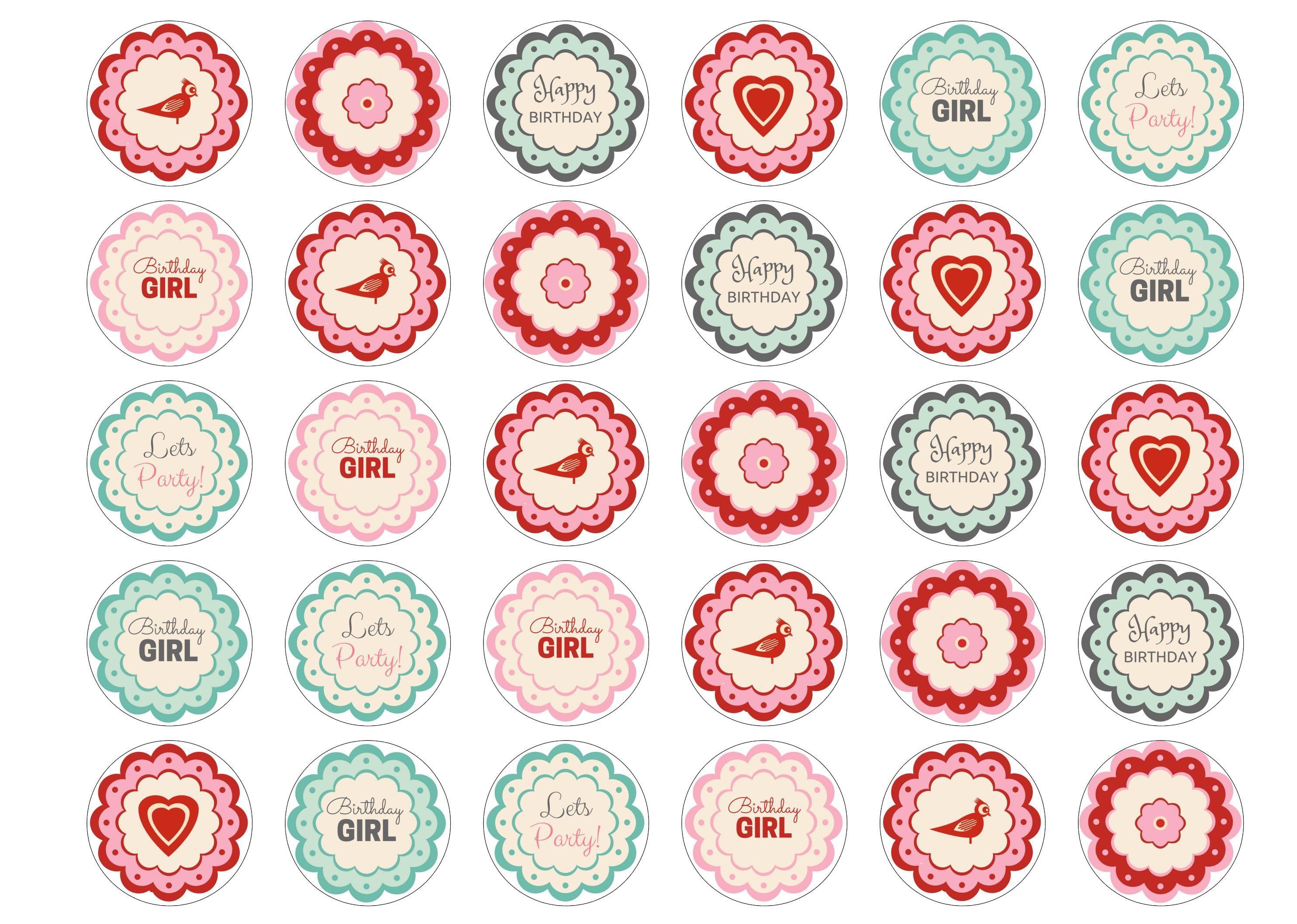 38mm printed edible cupcake toppers