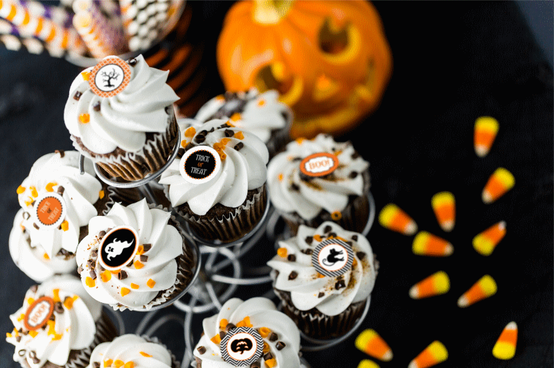 Black and orange halloween cupcake toppers