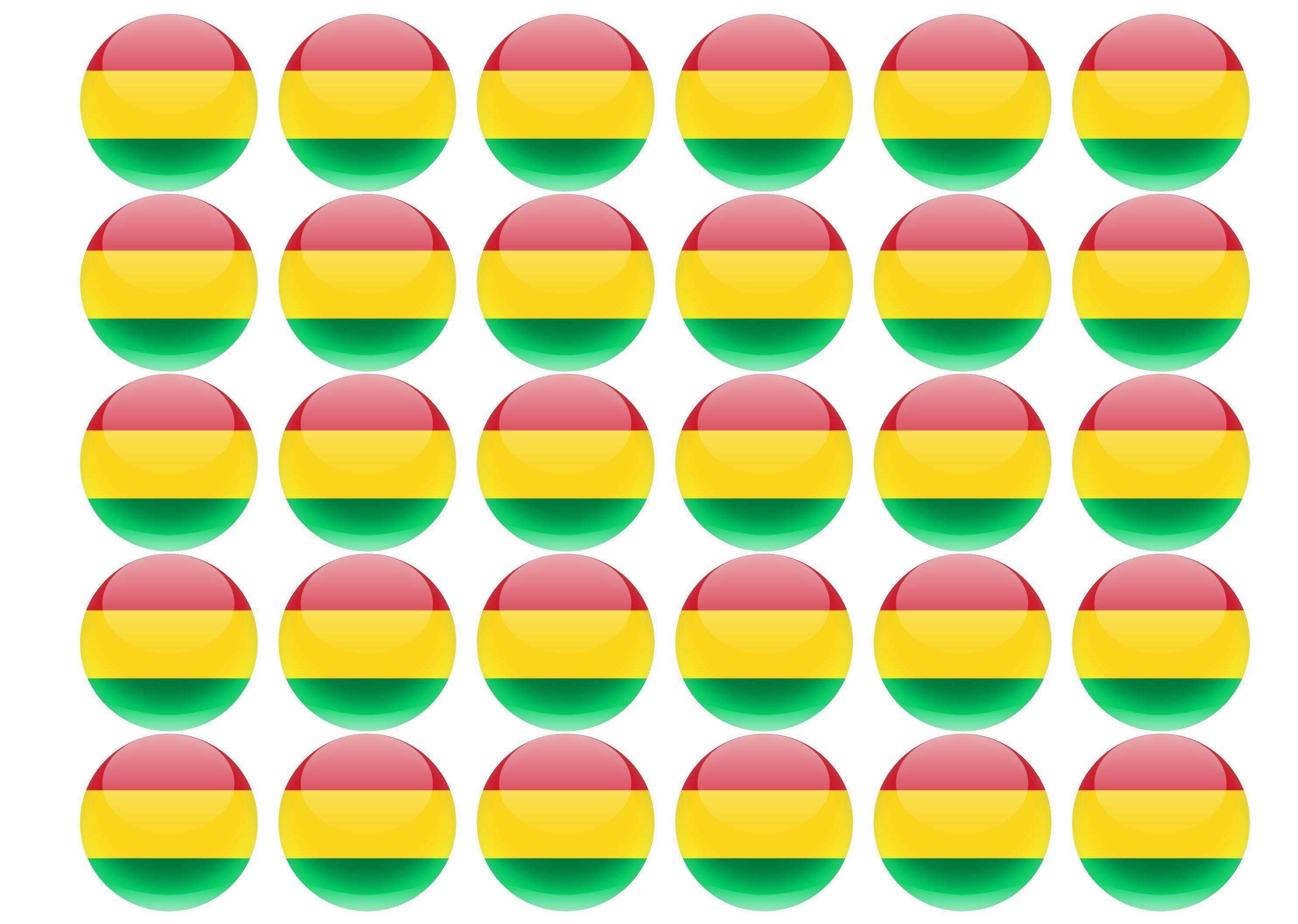 38mm printed edible cupcake toppers - Bolivia