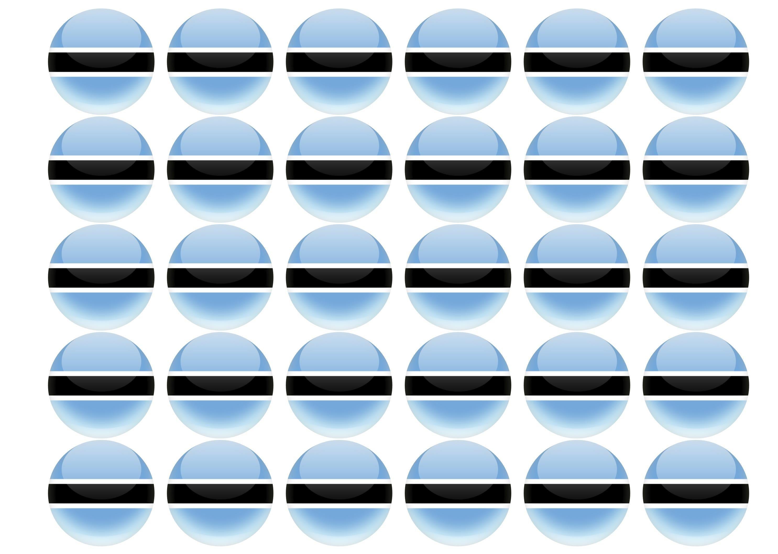 38mm printed edible cupcake toppers - Botswana