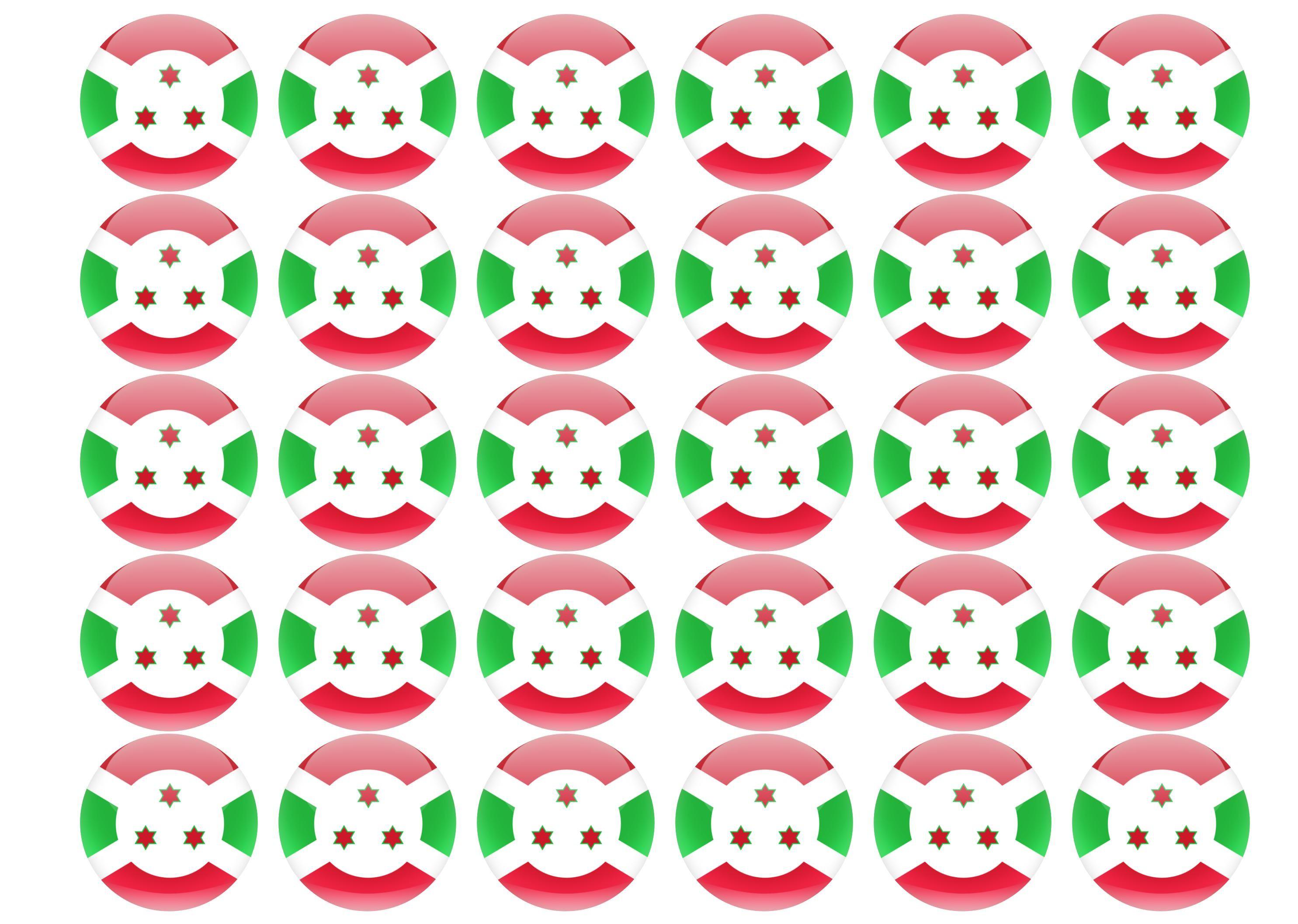 38mm printed edible cupcake toppers - Burundi