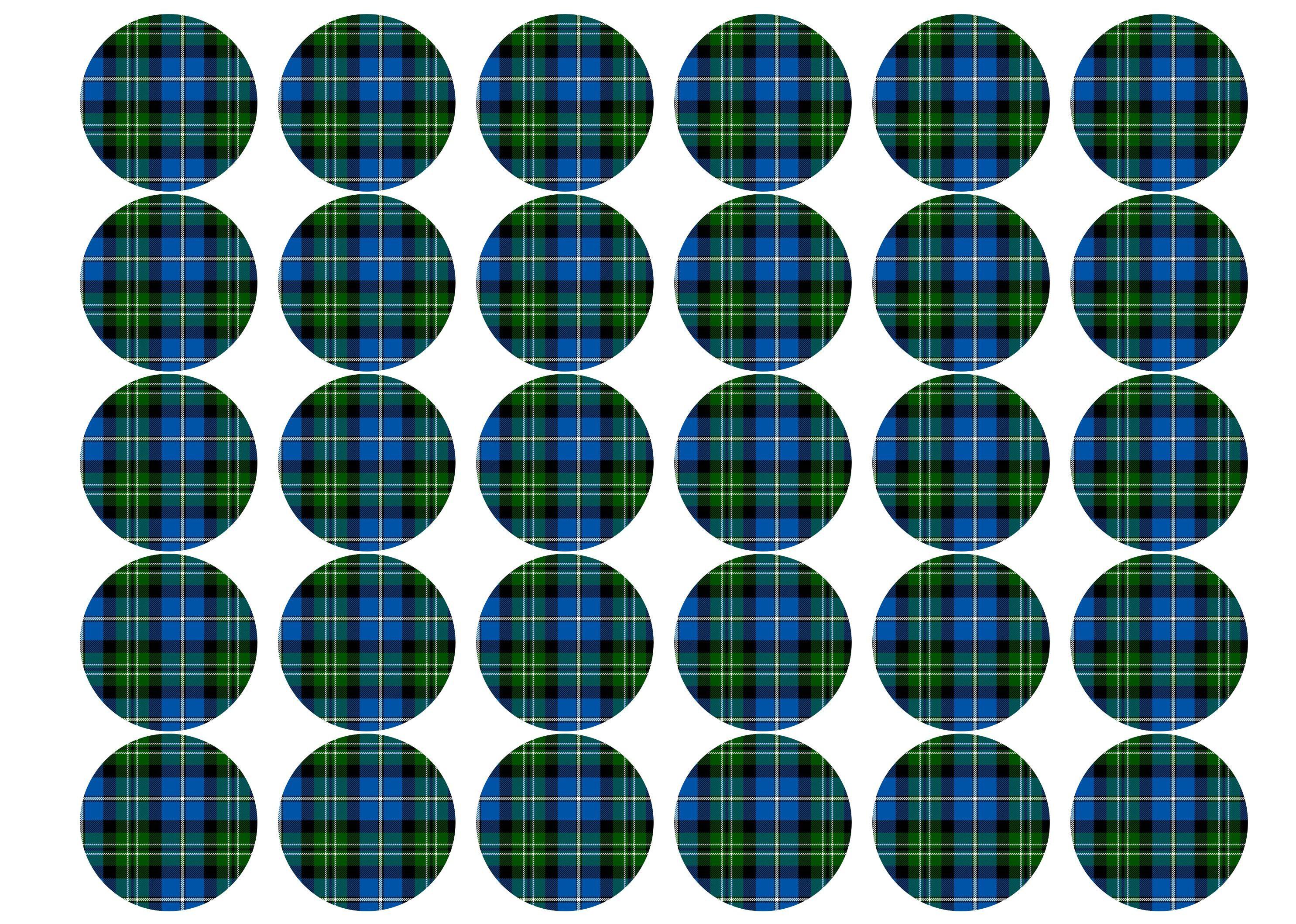 30 edible cupcake toppers Campbell tartan