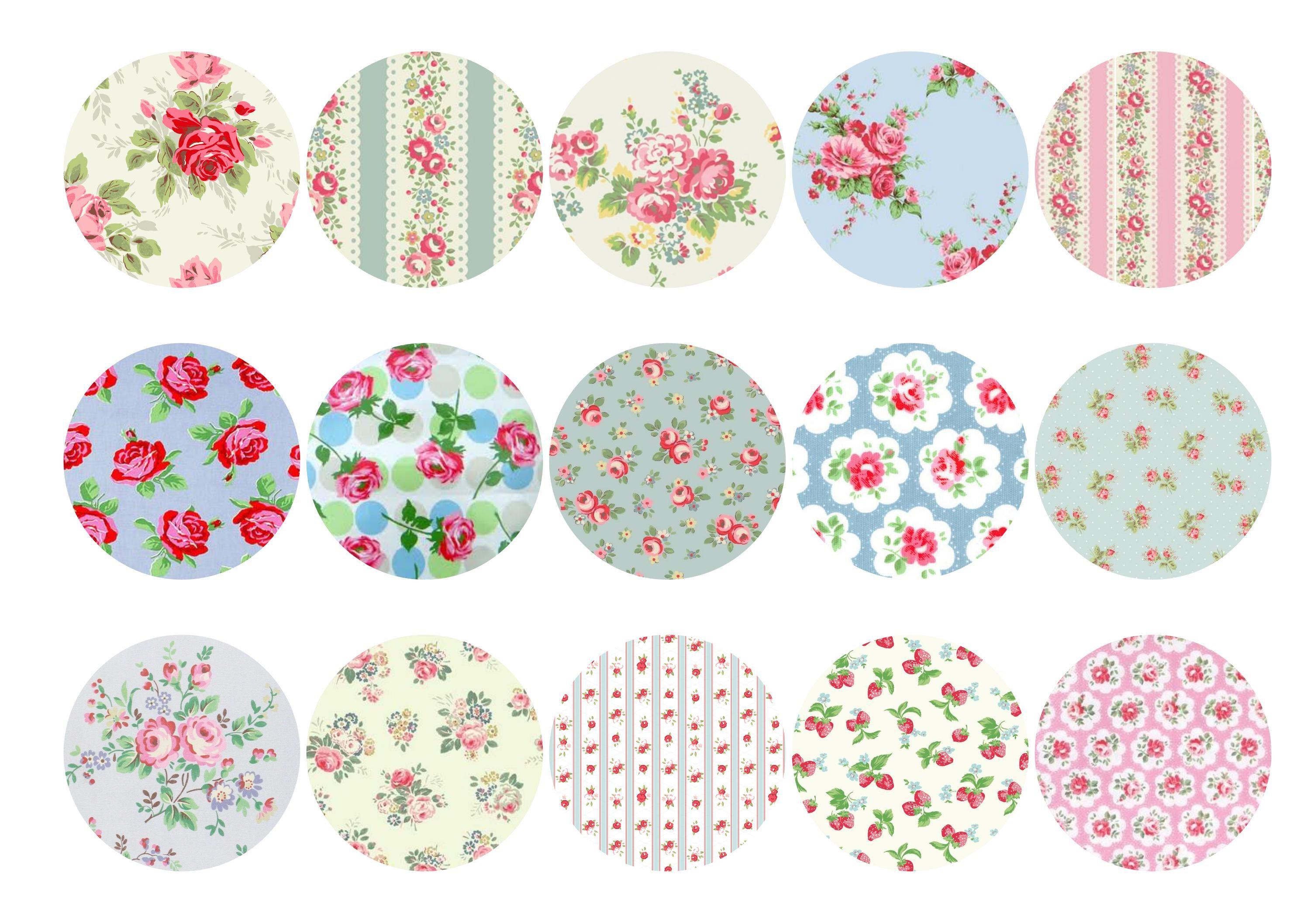 Printed cupcake toppers with Cath Kidston style designs