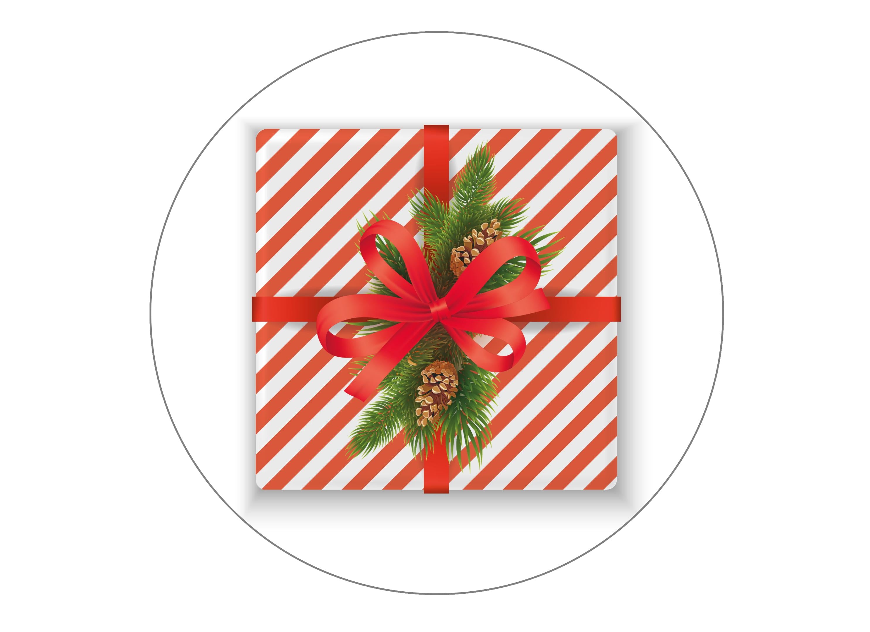 Large printed cake topper with images of Christmas Gift Boxes