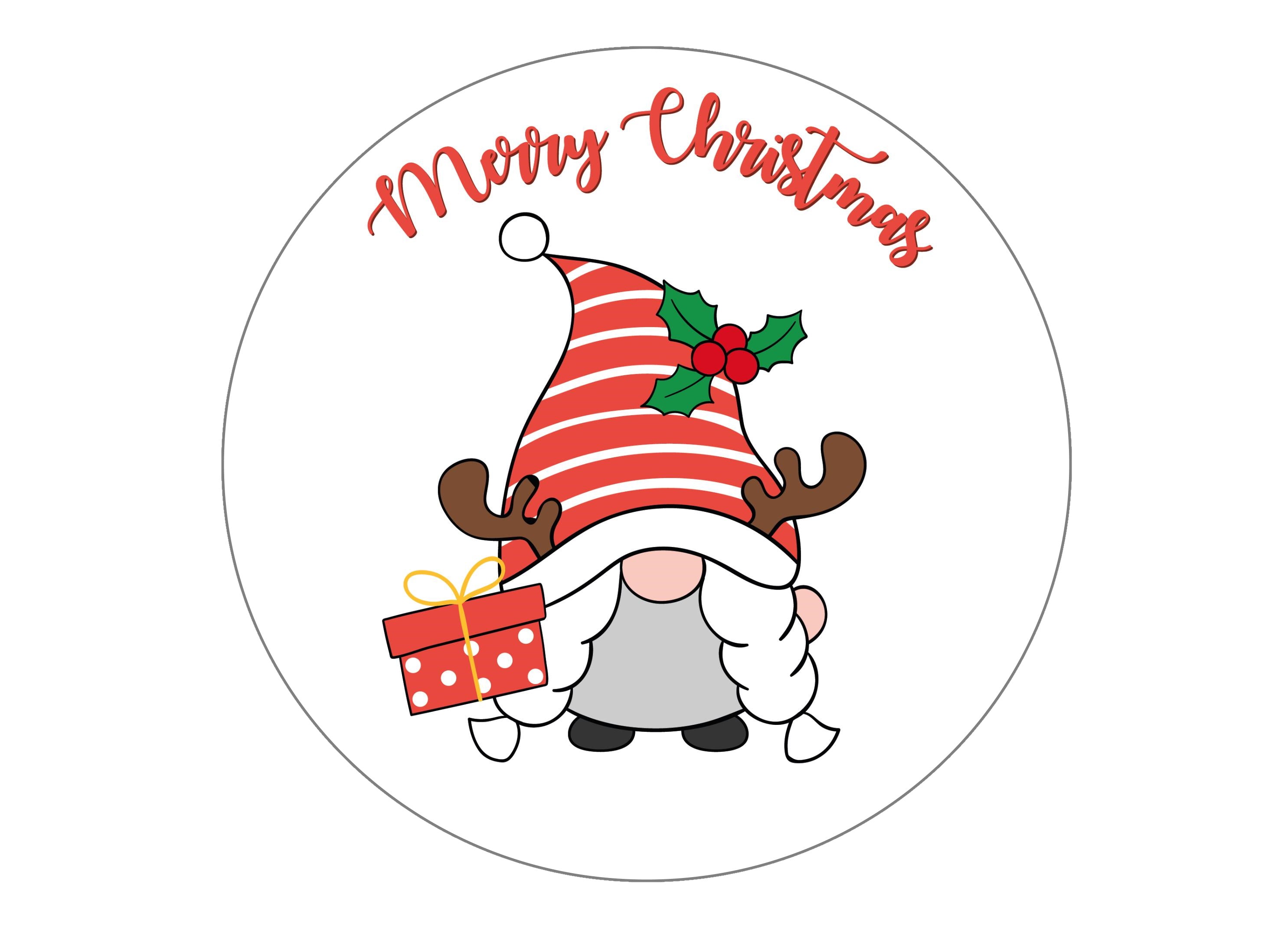 Large round cake topper with Cute Christmas Gnomes