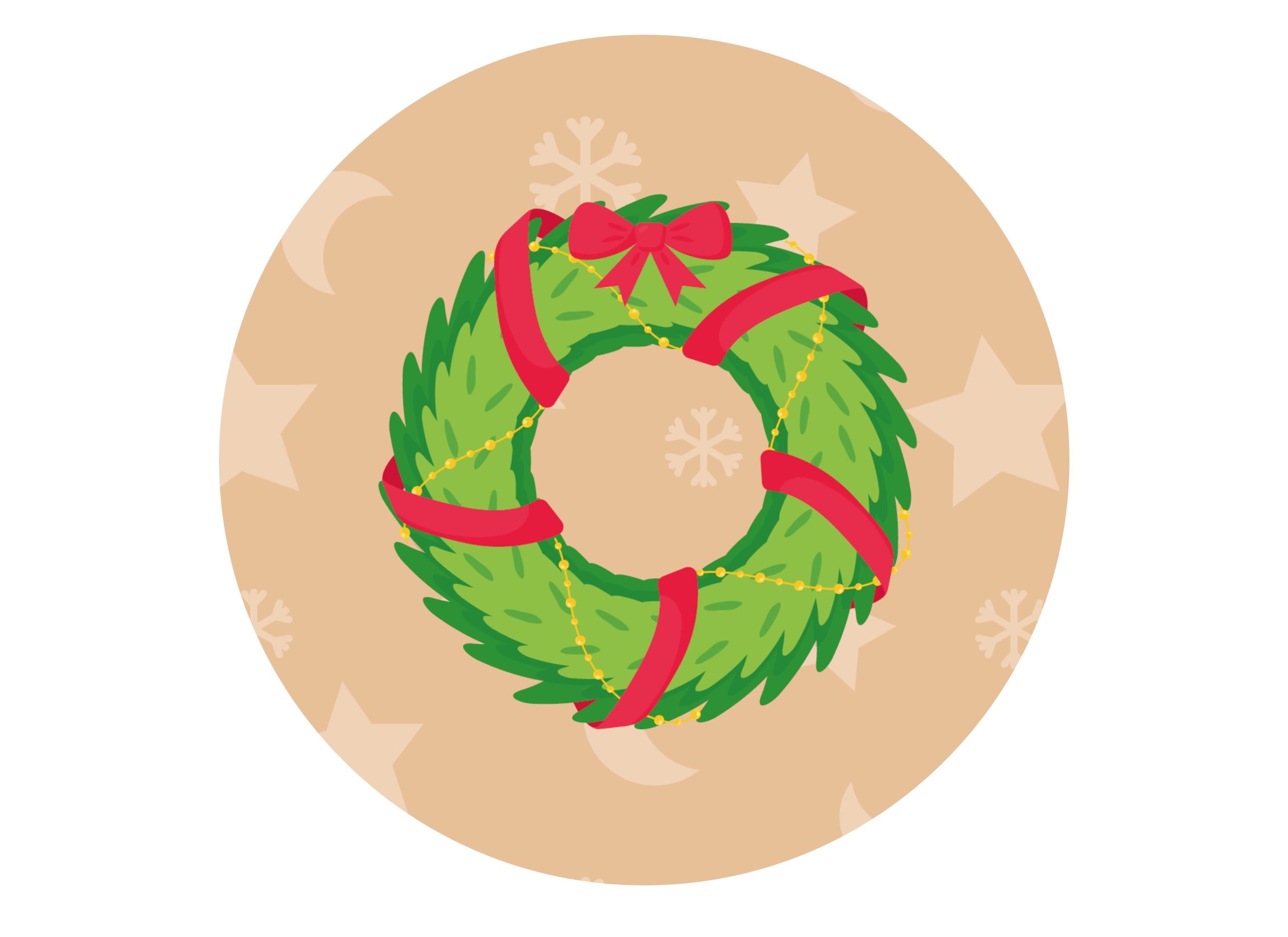 Large round cake topper with Christmas designs