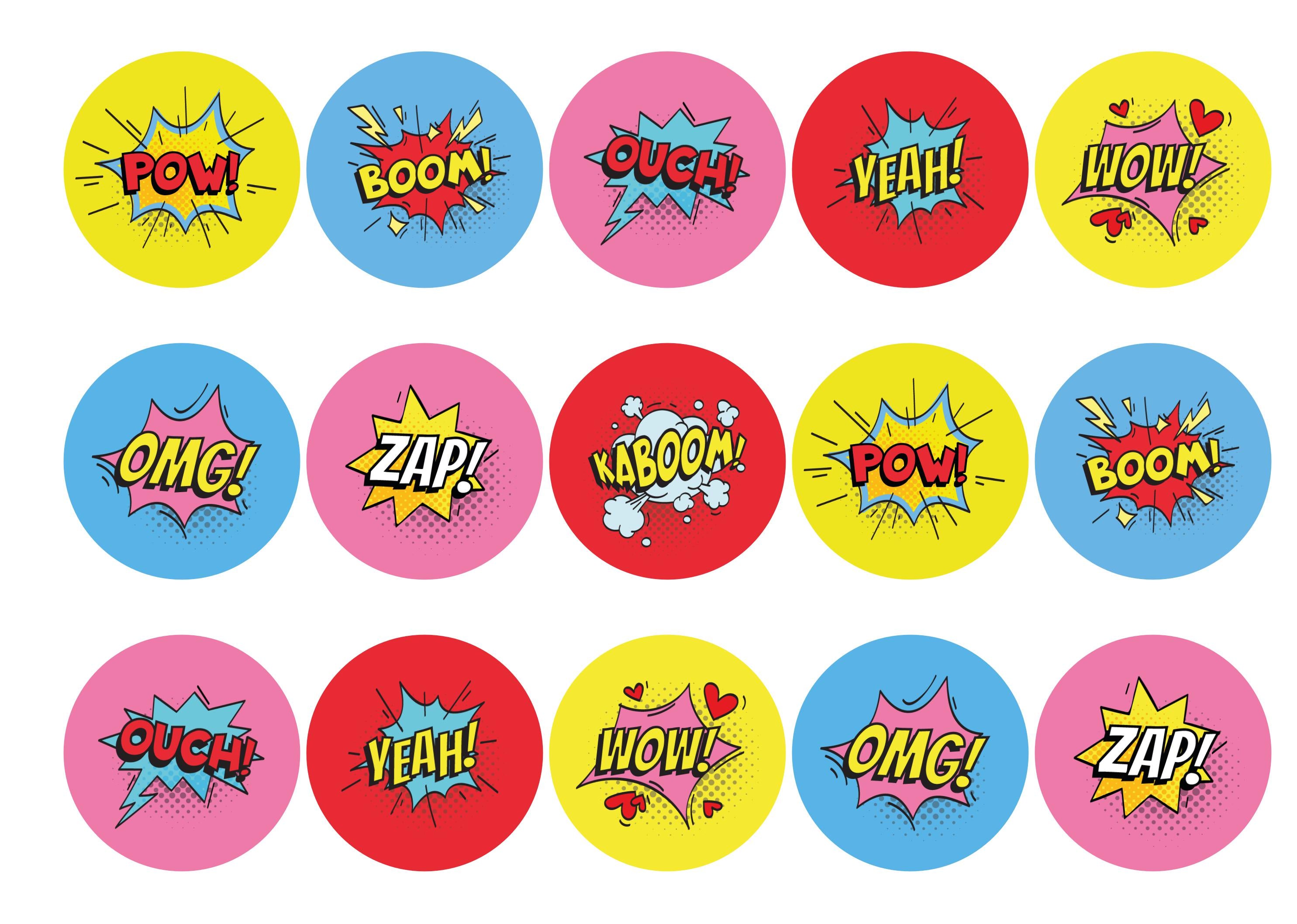 15 superhero comic cupcake toppers