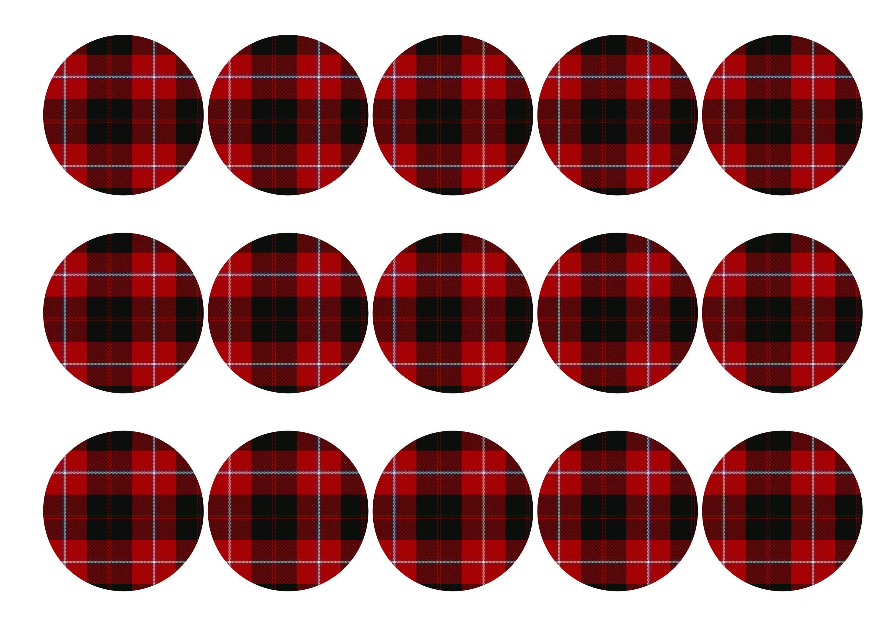 15 printed cupcake toppers Cunningham tartan