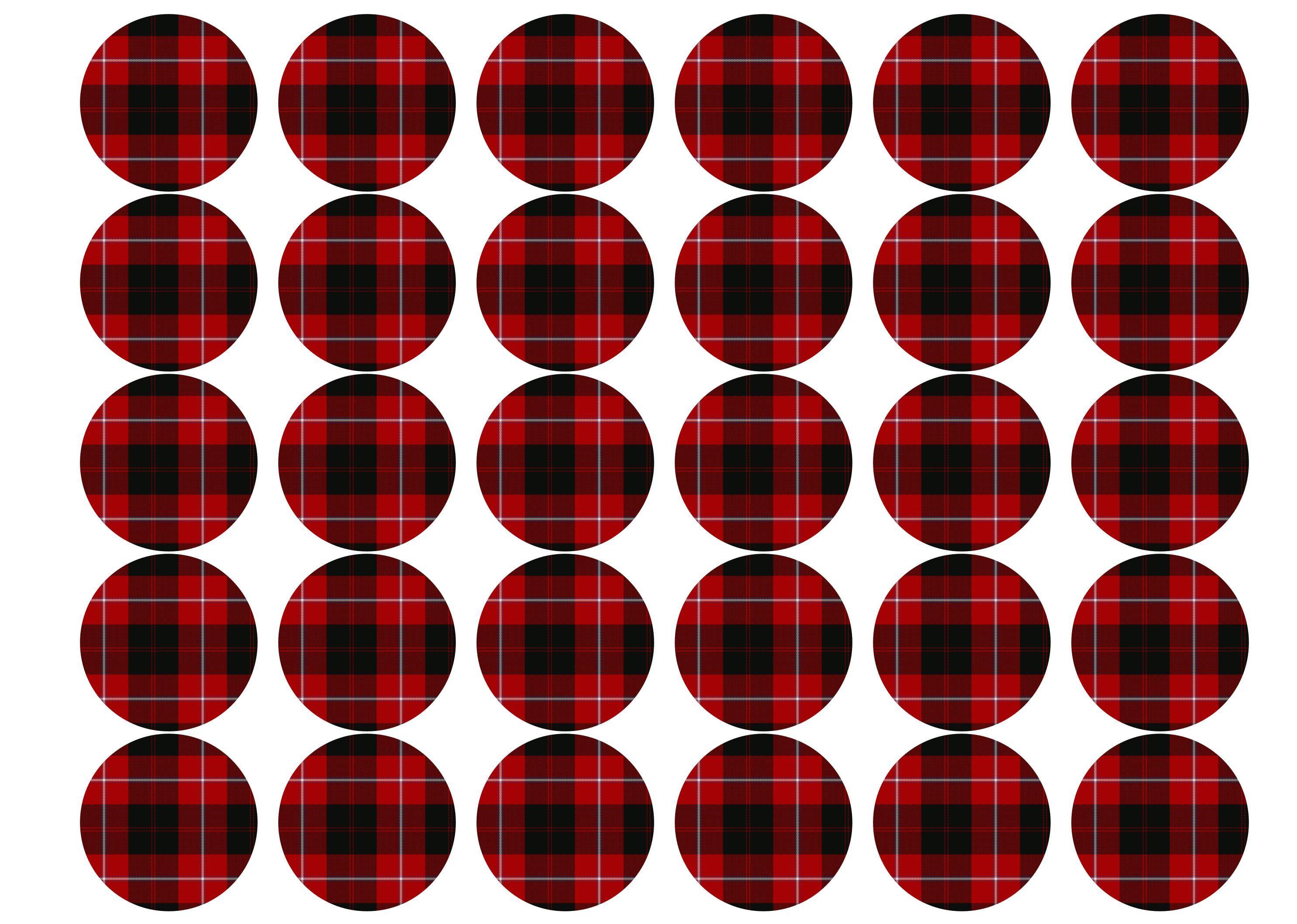 30 edible cupcake toppers Cunningham tartan