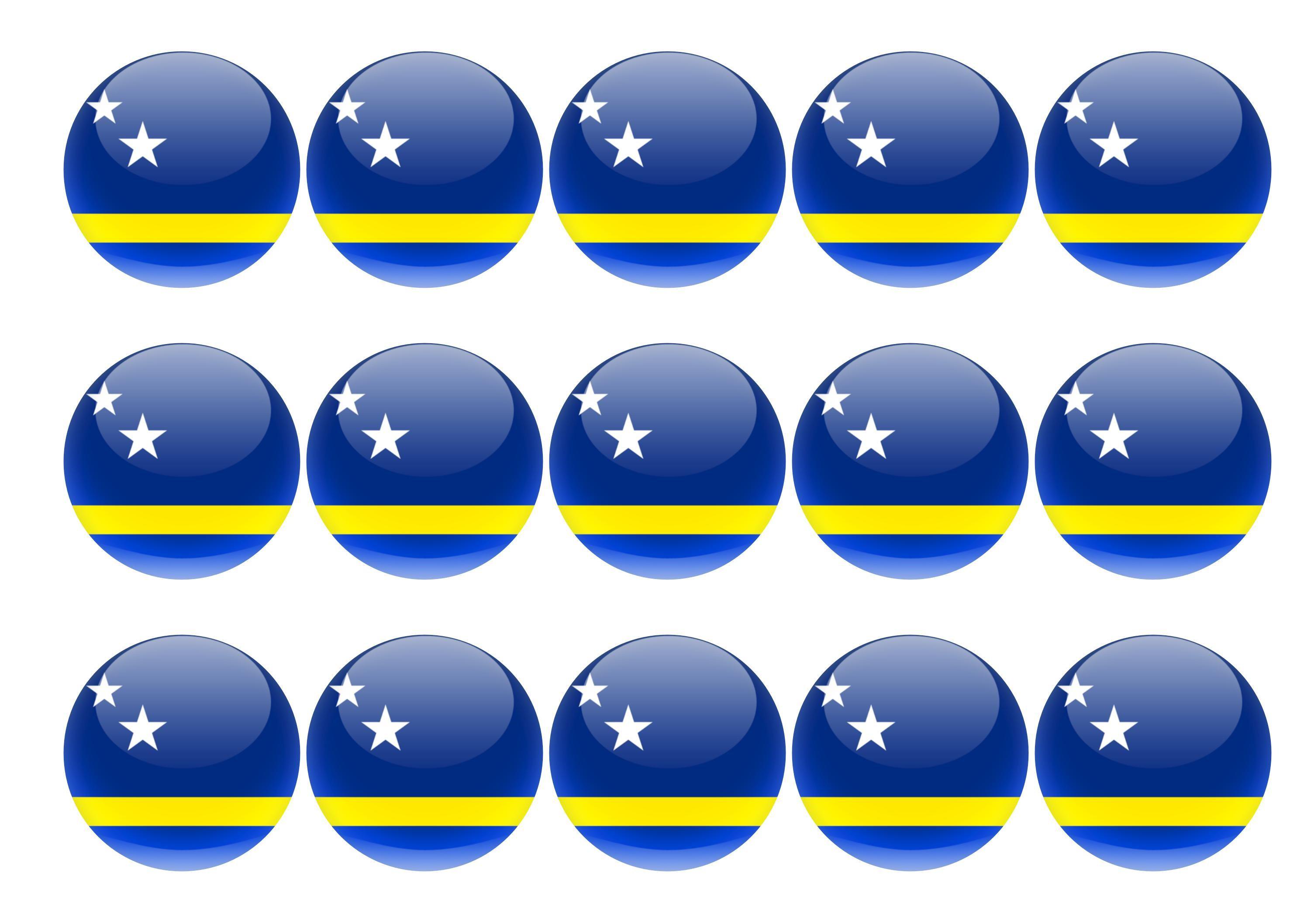 15 x 50mm printed edible cupcake toppers - Curacao