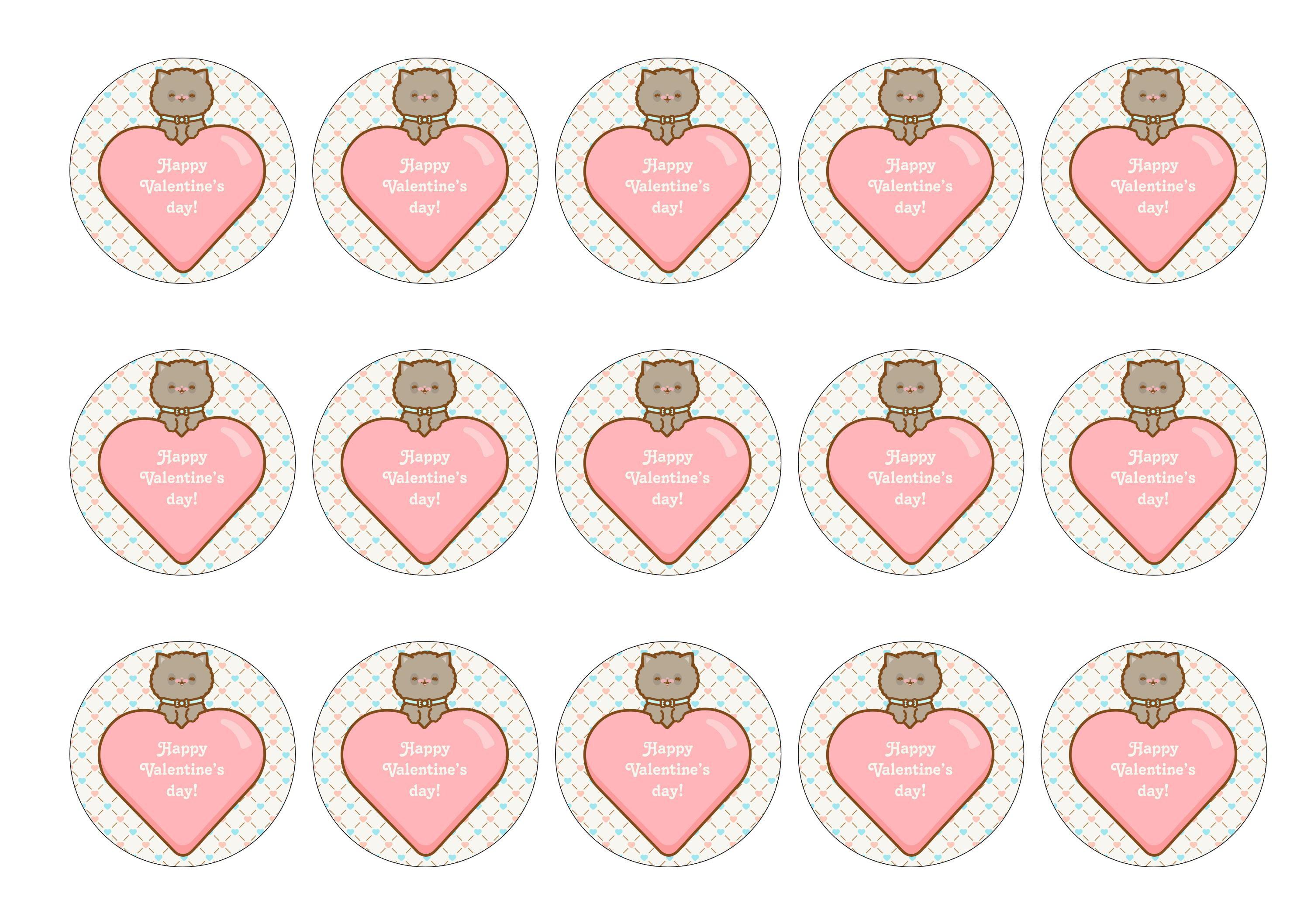 15 toppers with a cute cat valentine design