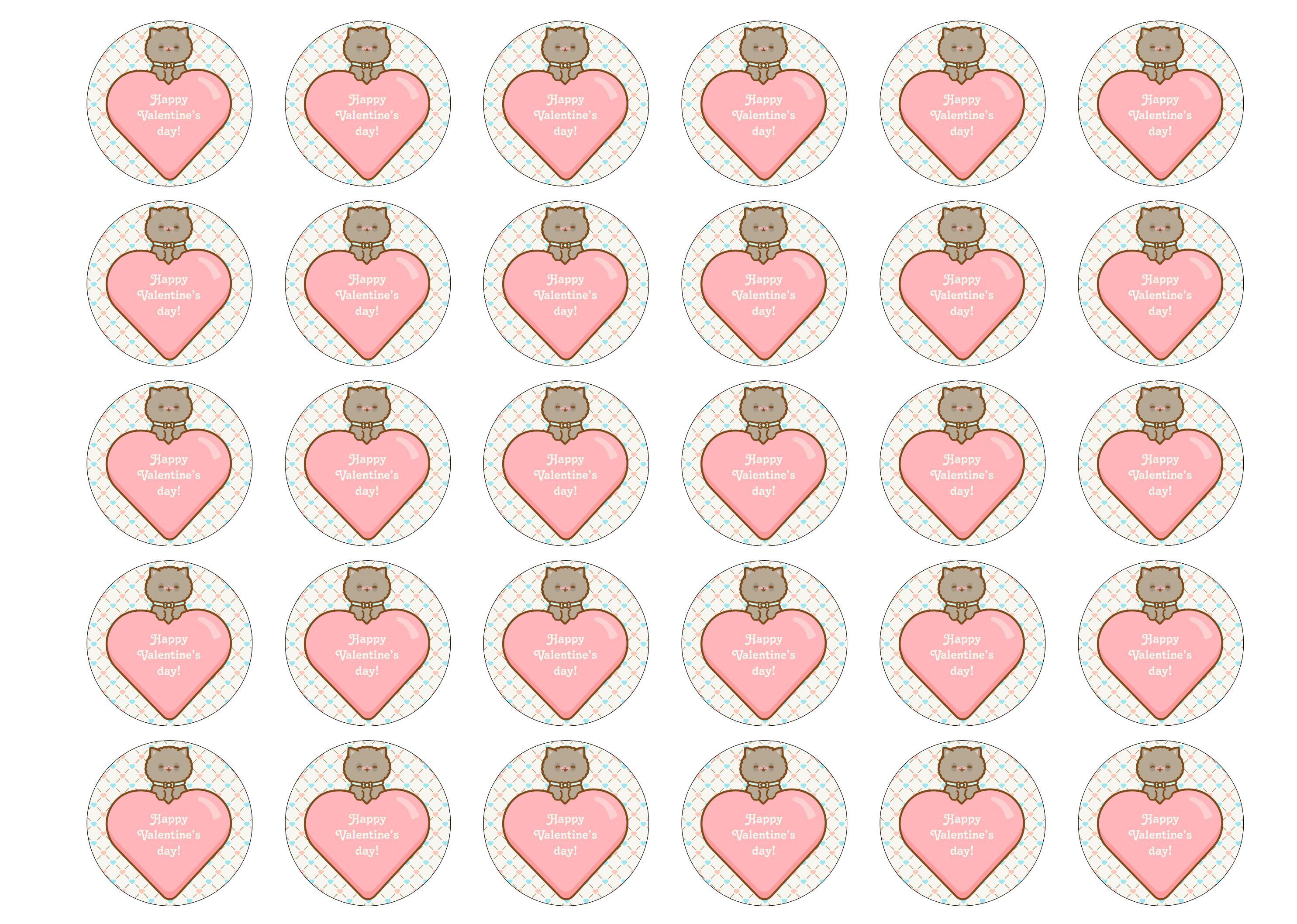 30 edible toppers with a cute valentine's cat