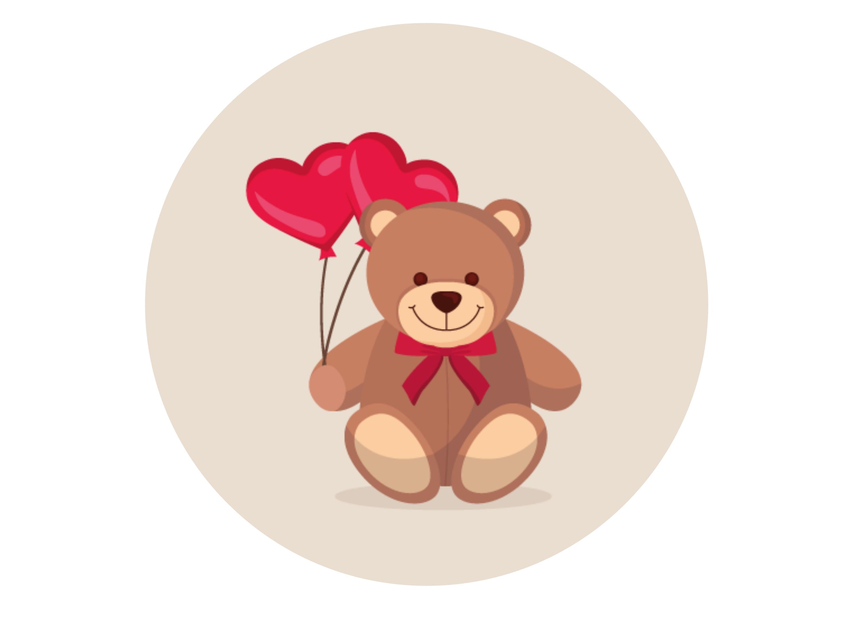 Large cake topper with a valentines teddy bear design