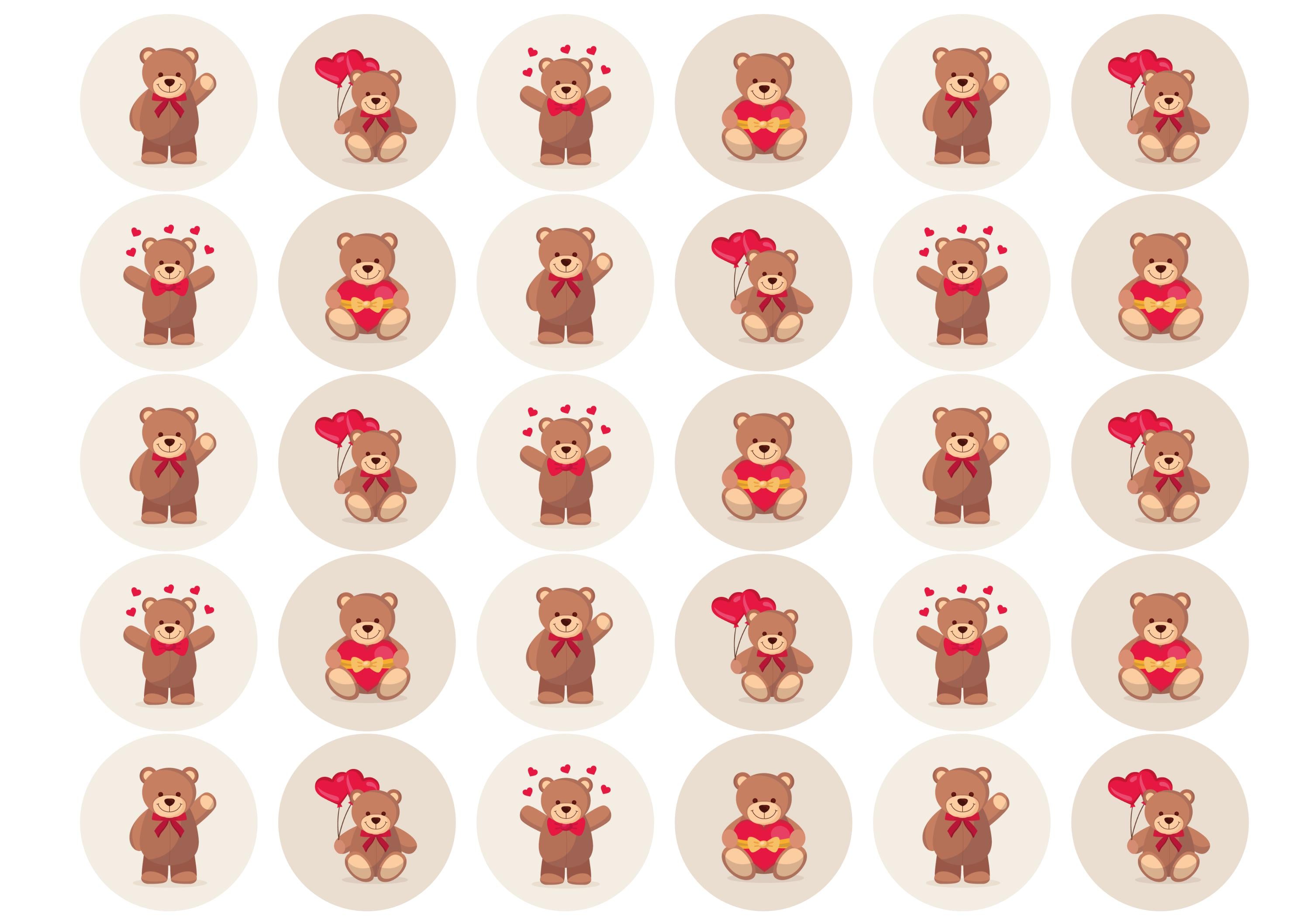 30 edible toppers for valentines day with teddy bear images