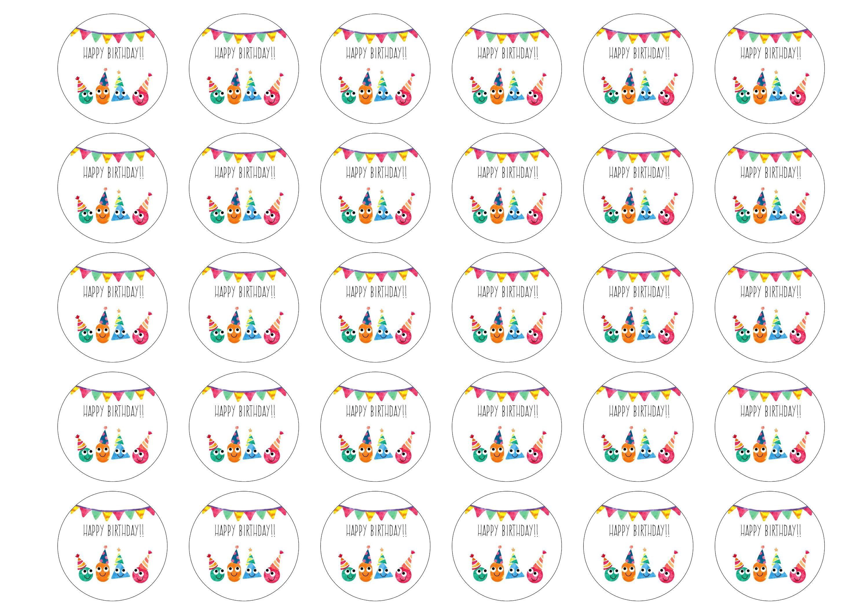 38mm printed edible cupcake toppers