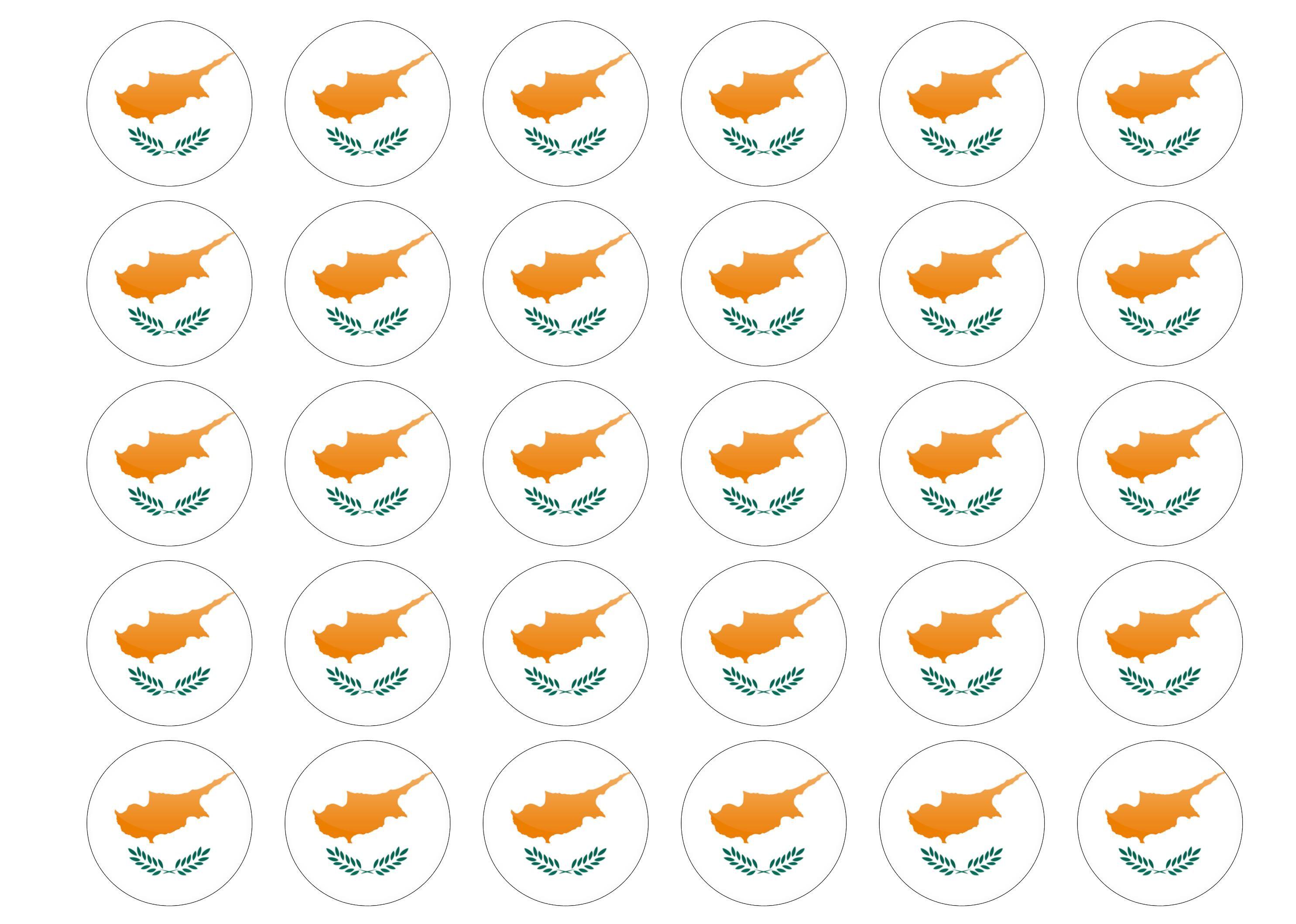 38mm printed edible cupcake toppers - Cyprus