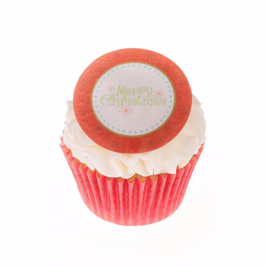Edible Christmas Merry Christmas cake topper and cupcake topper printed onto rice paper or icing